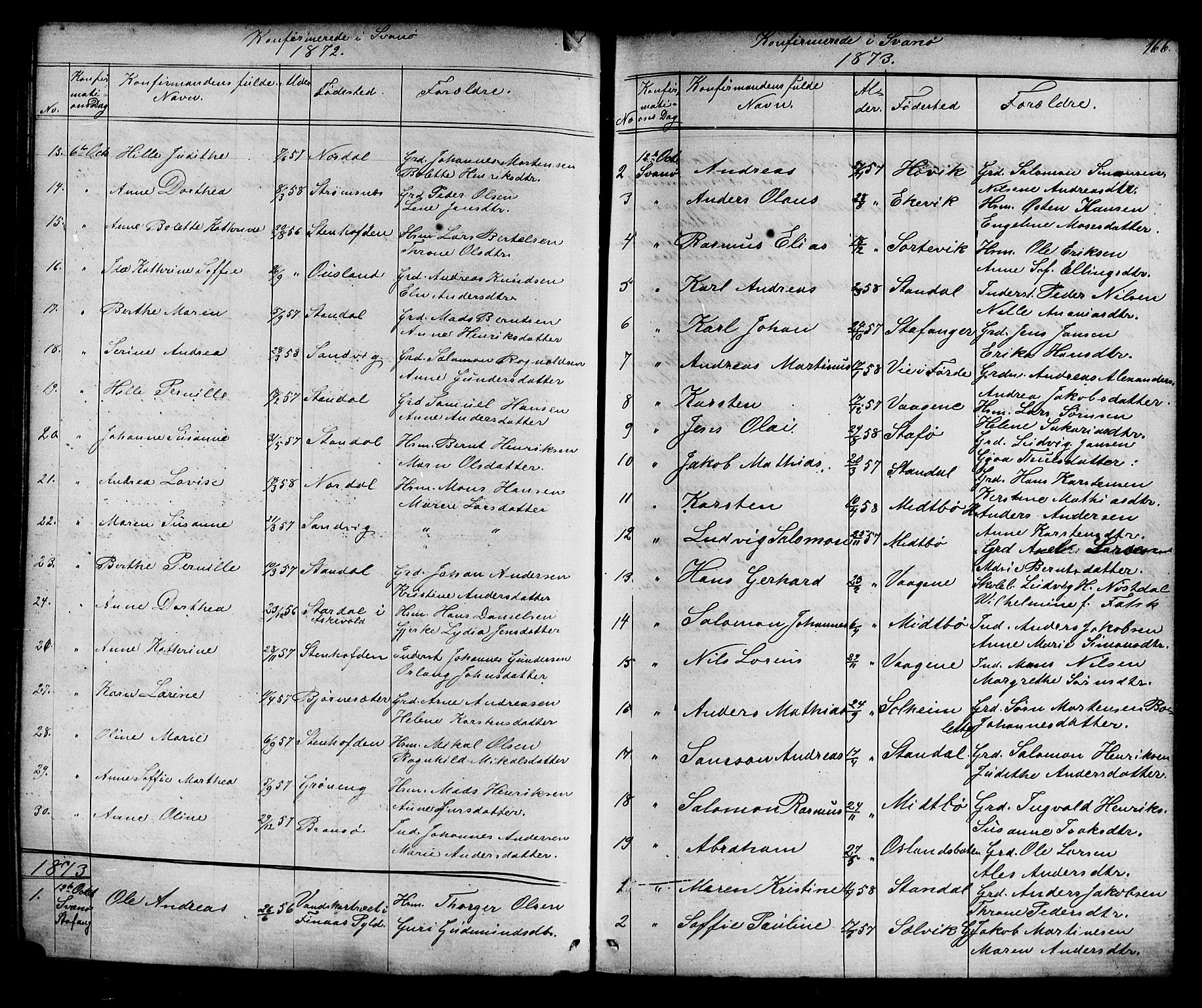 Kinn sokneprestembete, AV/SAB-A-80801/H/Hab/Habc/L0002: Klokkerbok nr. C 2, 1869-1918, s. 166
