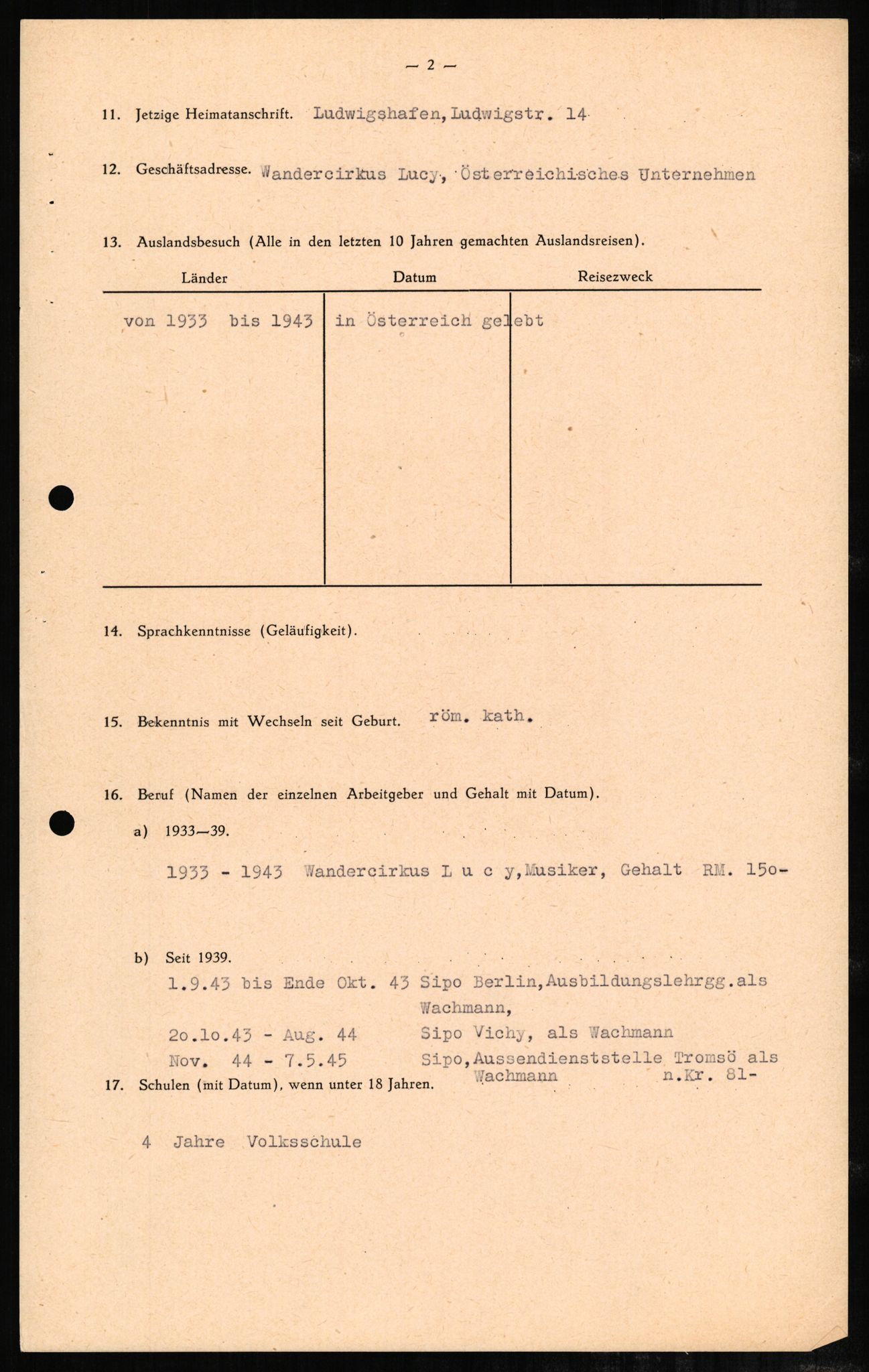 Forsvaret, Forsvarets overkommando II, AV/RA-RAFA-3915/D/Db/L0001: CI Questionaires. Tyske okkupasjonsstyrker i Norge. Tyskere., 1945-1946, s. 580