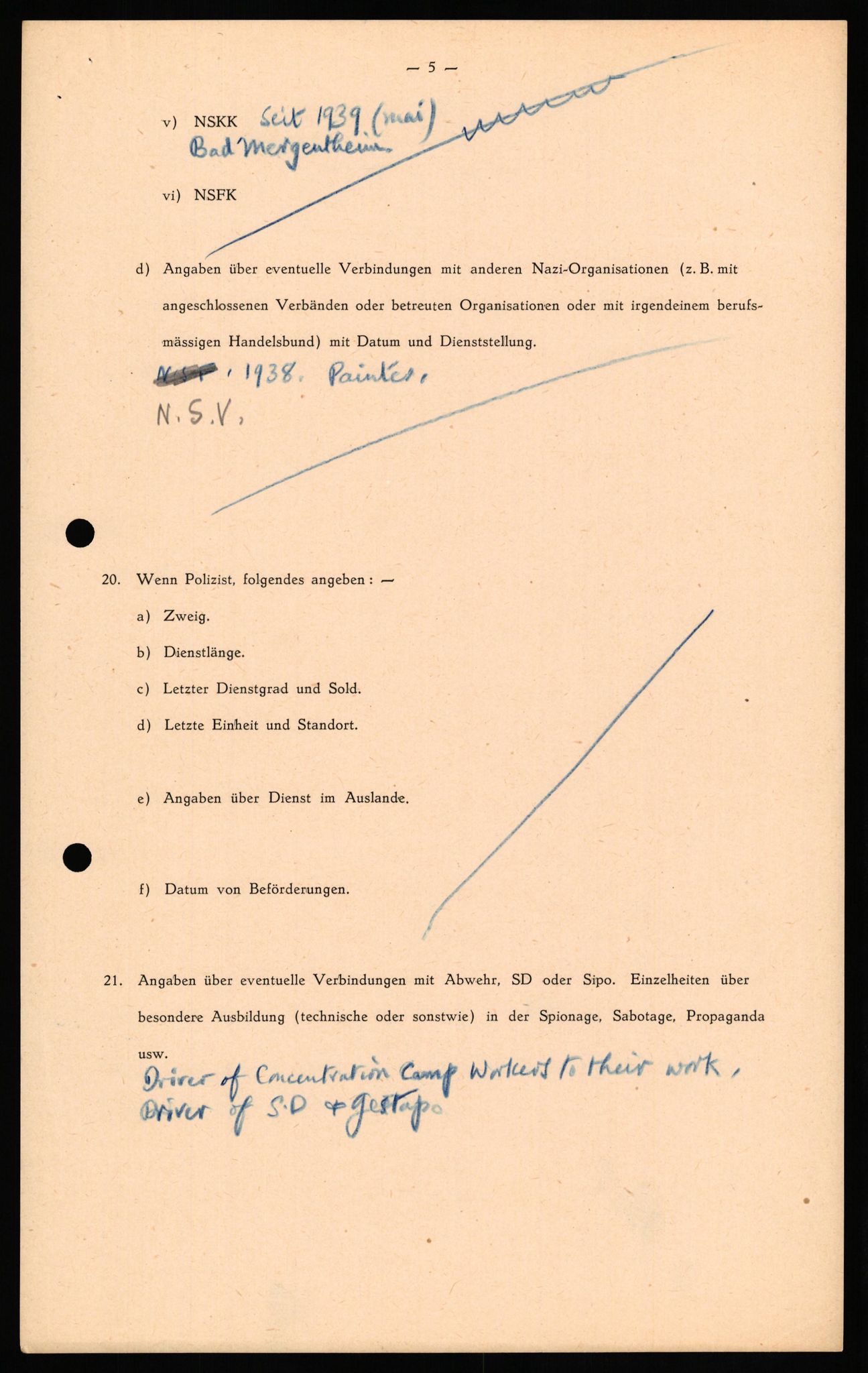 Forsvaret, Forsvarets overkommando II, RA/RAFA-3915/D/Db/L0028: CI Questionaires. Tyske okkupasjonsstyrker i Norge. Tyskere., 1945-1946, s. 450