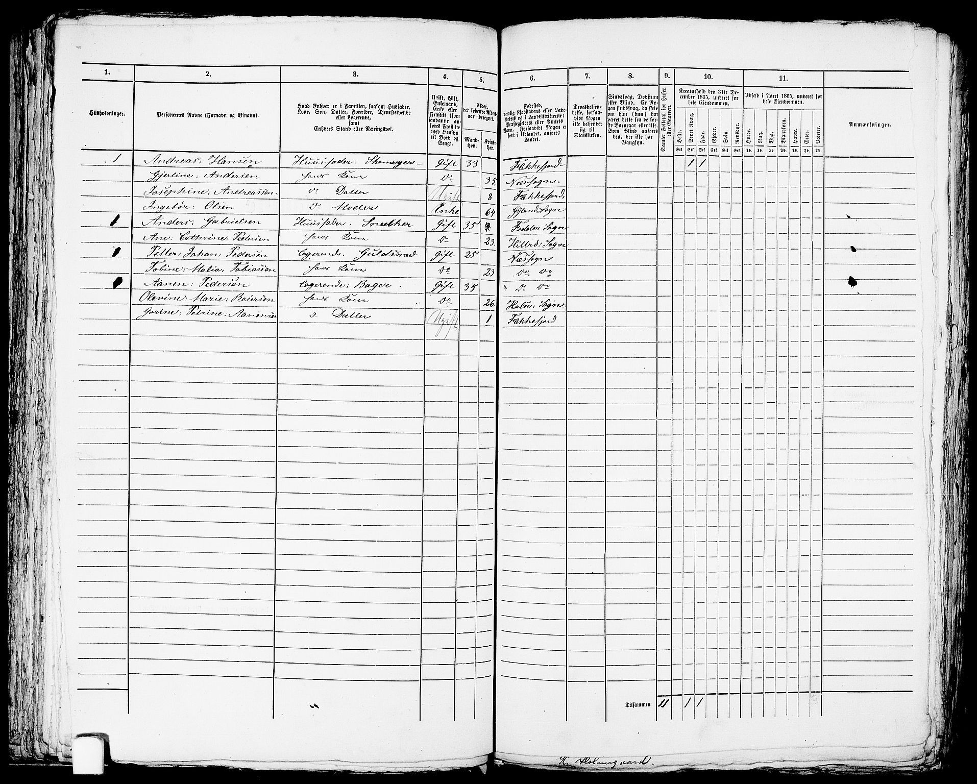 RA, Folketelling 1865 for 1004B Flekkefjord prestegjeld, Flekkefjord kjøpstad, 1865, s. 165