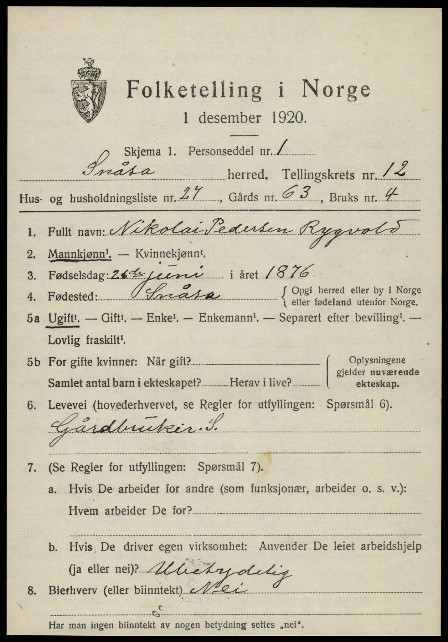 SAT, Folketelling 1920 for 1736 Snåsa herred, 1920, s. 5516