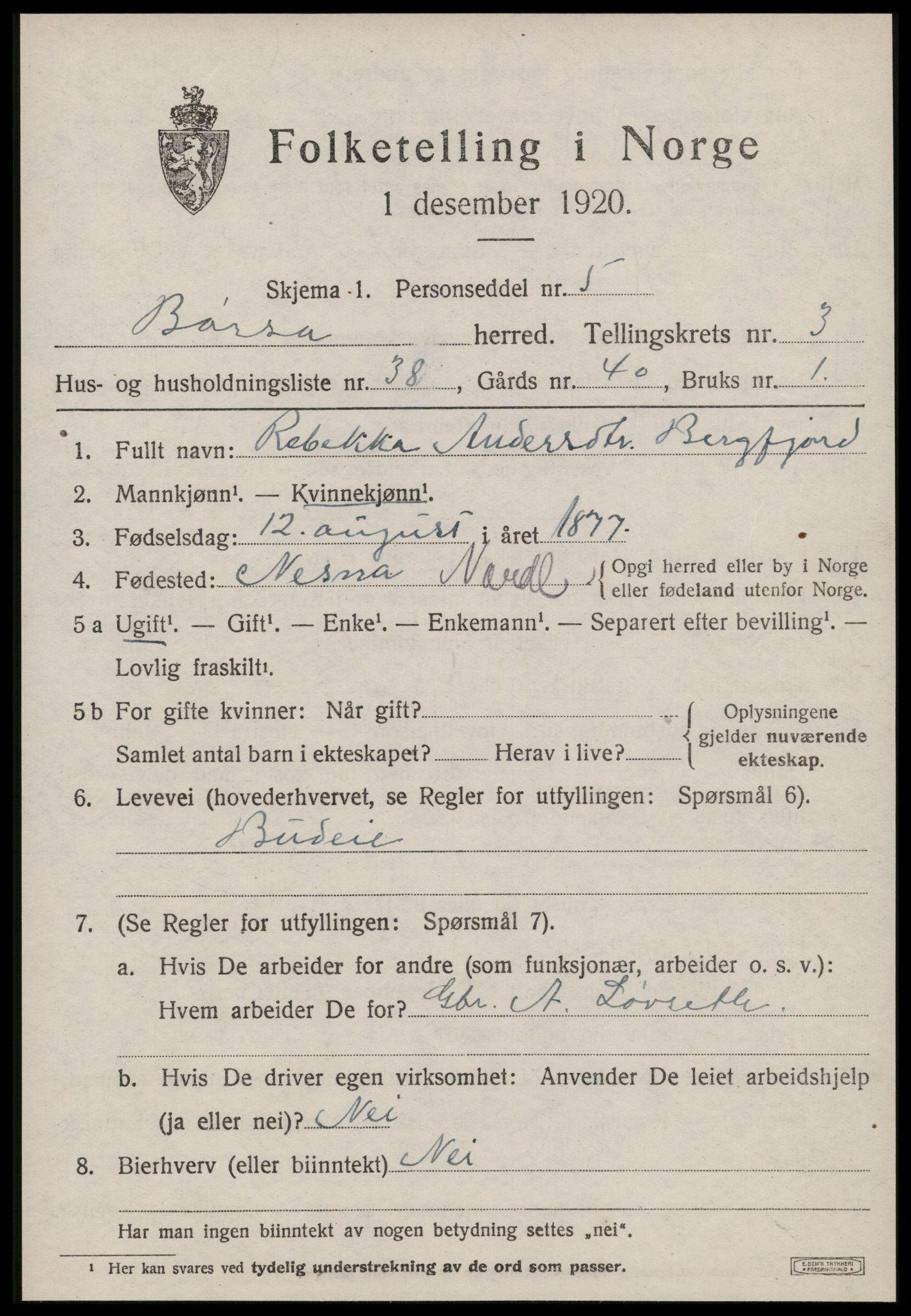 SAT, Folketelling 1920 for 1658 Børsa herred, 1920, s. 2081