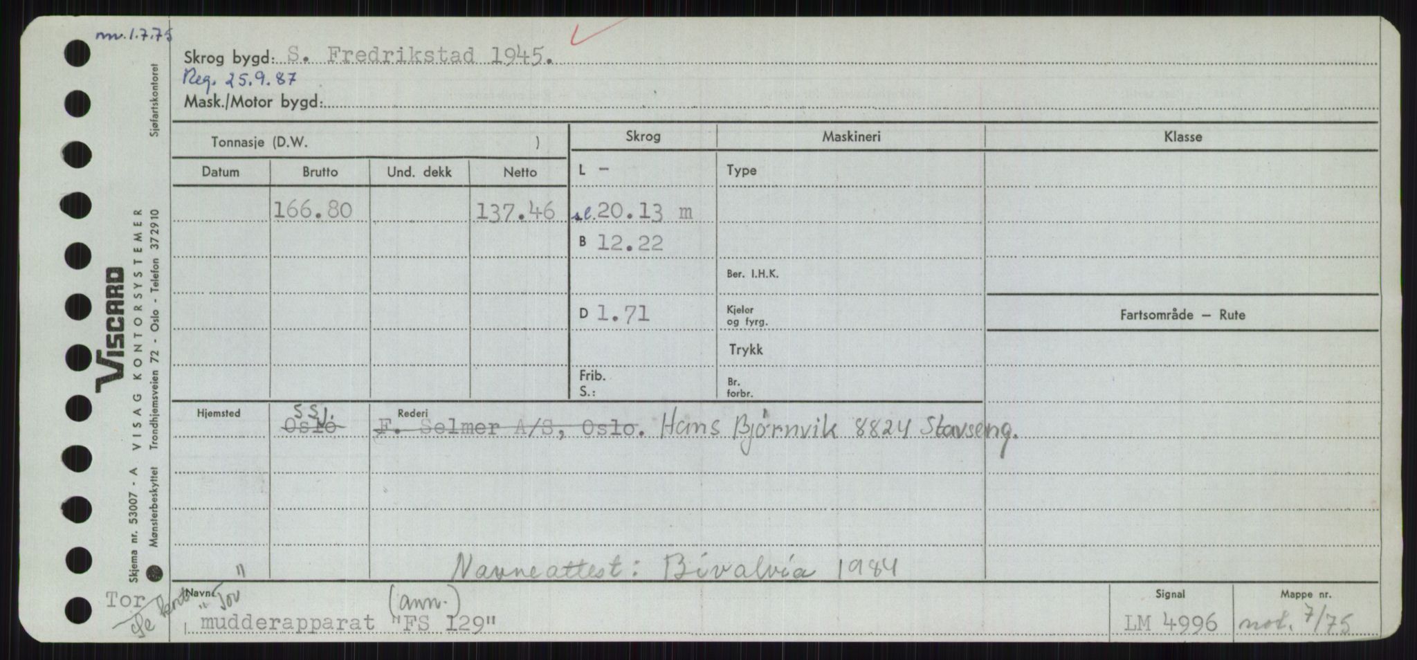 Sjøfartsdirektoratet med forløpere, Skipsmålingen, RA/S-1627/H/Hc/L0001: Lektere, A-Y, s. 145