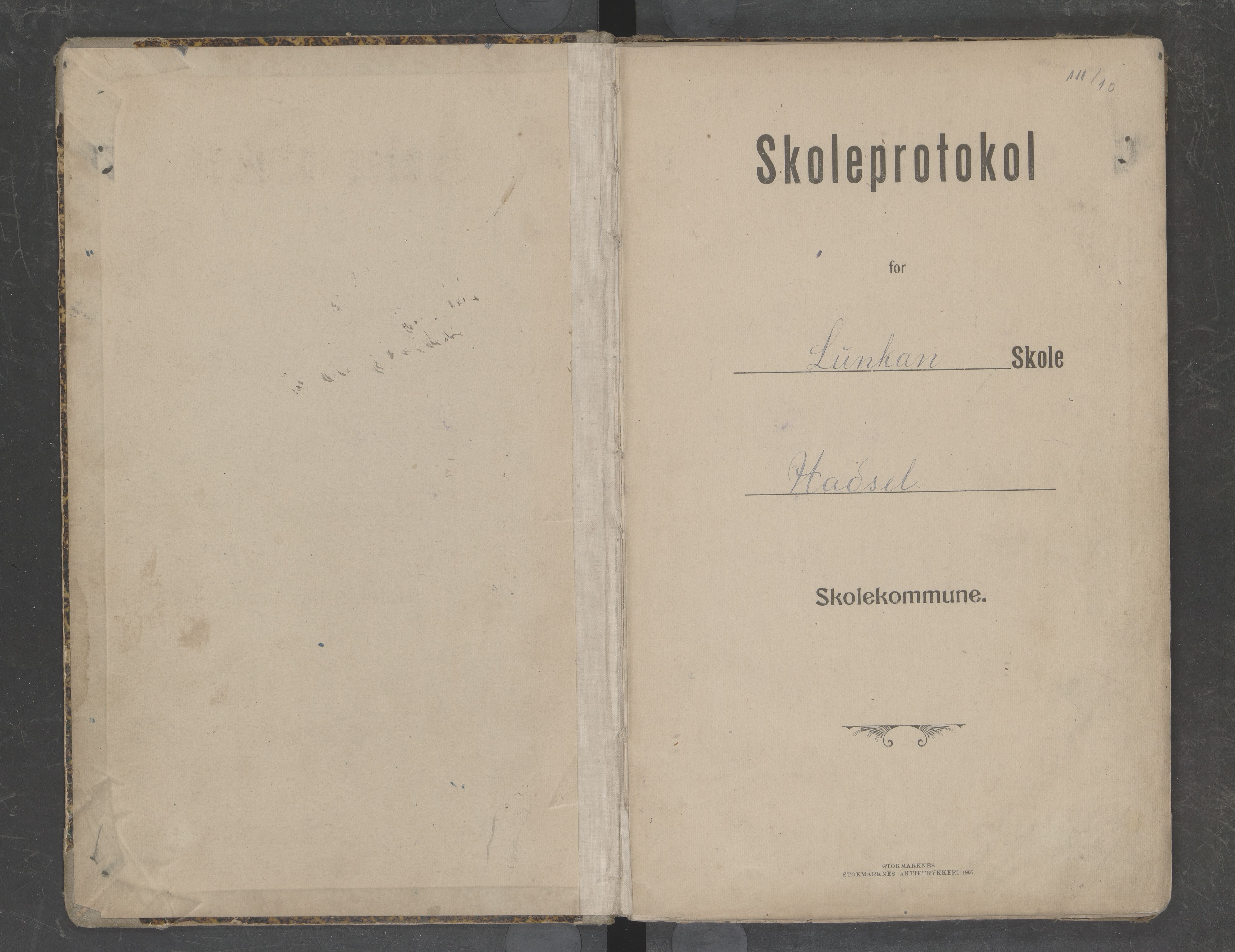 Hadsel kommune. Lonkan skolekrets, AIN/K-18660.510.05/G/L0002: Skoleprotokoll Lonkan skole, 1911-1919