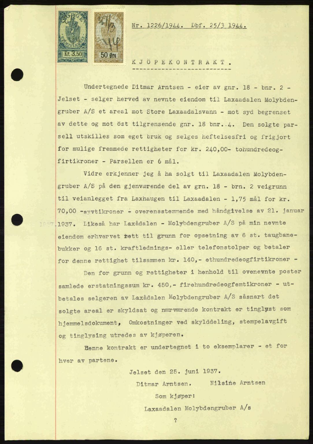Salten sorenskriveri, SAT/A-4578/1/2/2C: Pantebok nr. A14-15, 1943-1945, Dagboknr: 1226/1944