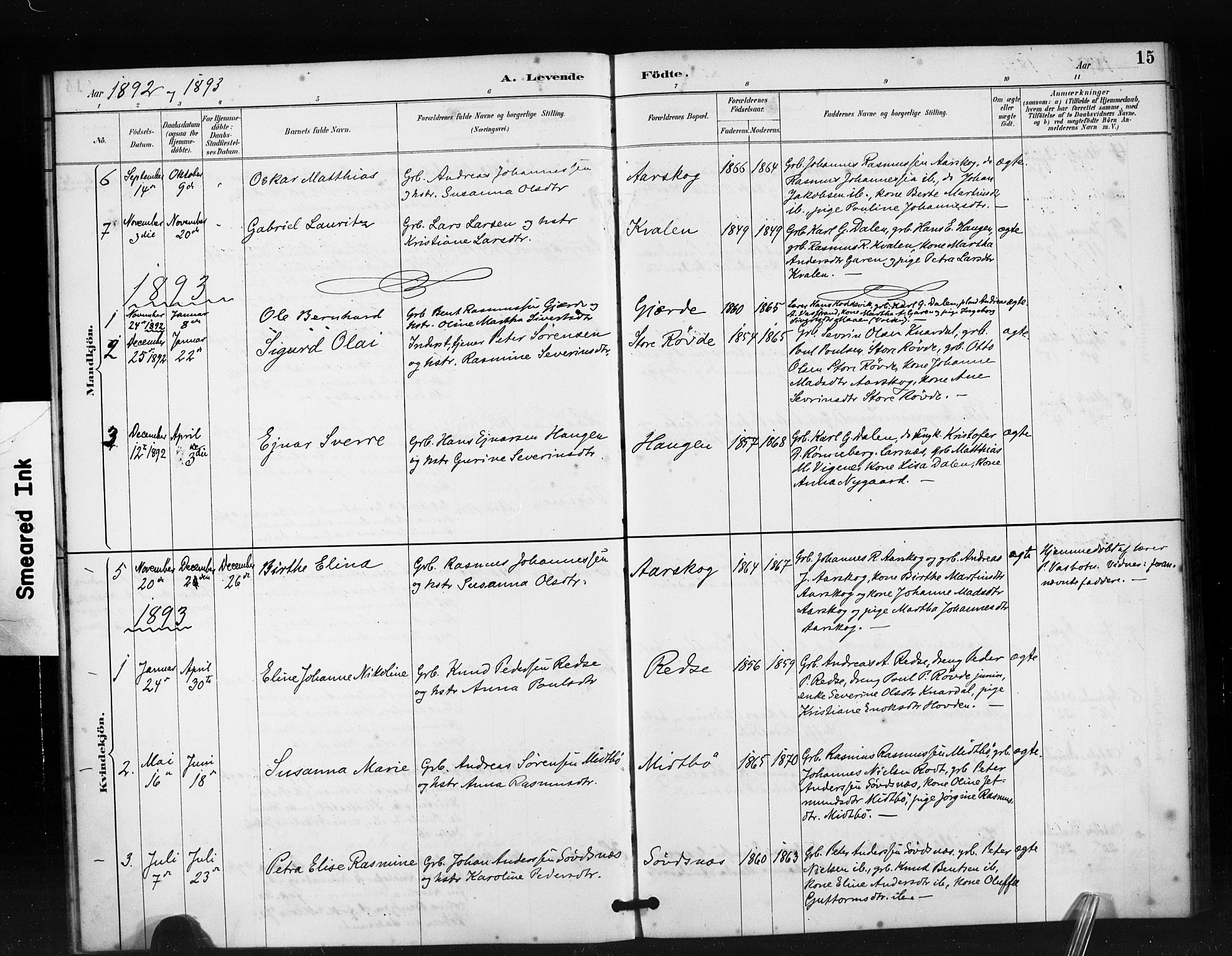 Ministerialprotokoller, klokkerbøker og fødselsregistre - Møre og Romsdal, SAT/A-1454/504/L0056: Ministerialbok nr. 504A03, 1884-1904, s. 15
