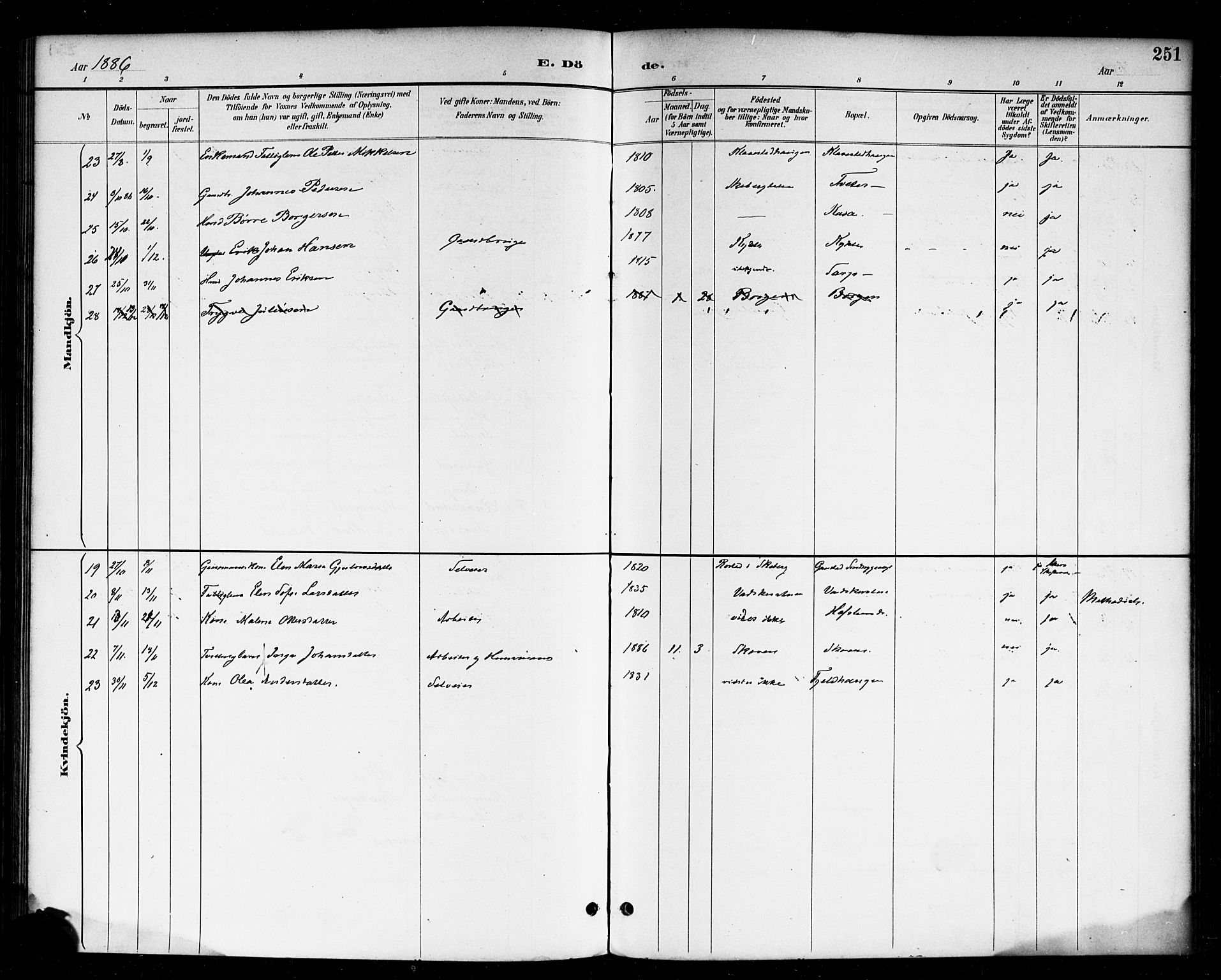 Skjeberg prestekontor Kirkebøker, AV/SAO-A-10923/F/Fa/L0009: Ministerialbok nr. I 9, 1886-1897, s. 251