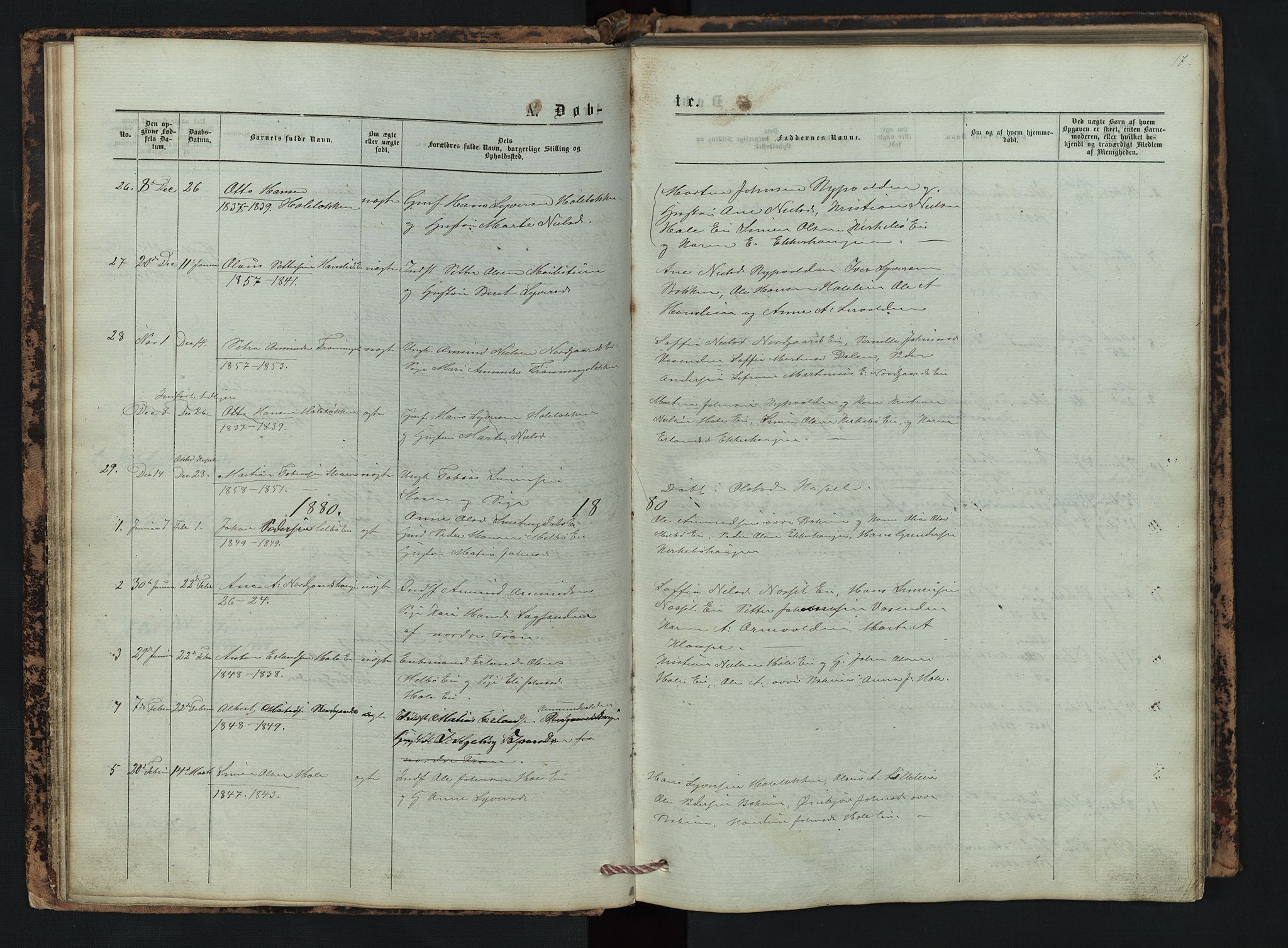 Vestre Gausdal prestekontor, AV/SAH-PREST-094/H/Ha/Hab/L0002: Klokkerbok nr. 2, 1874-1897, s. 17