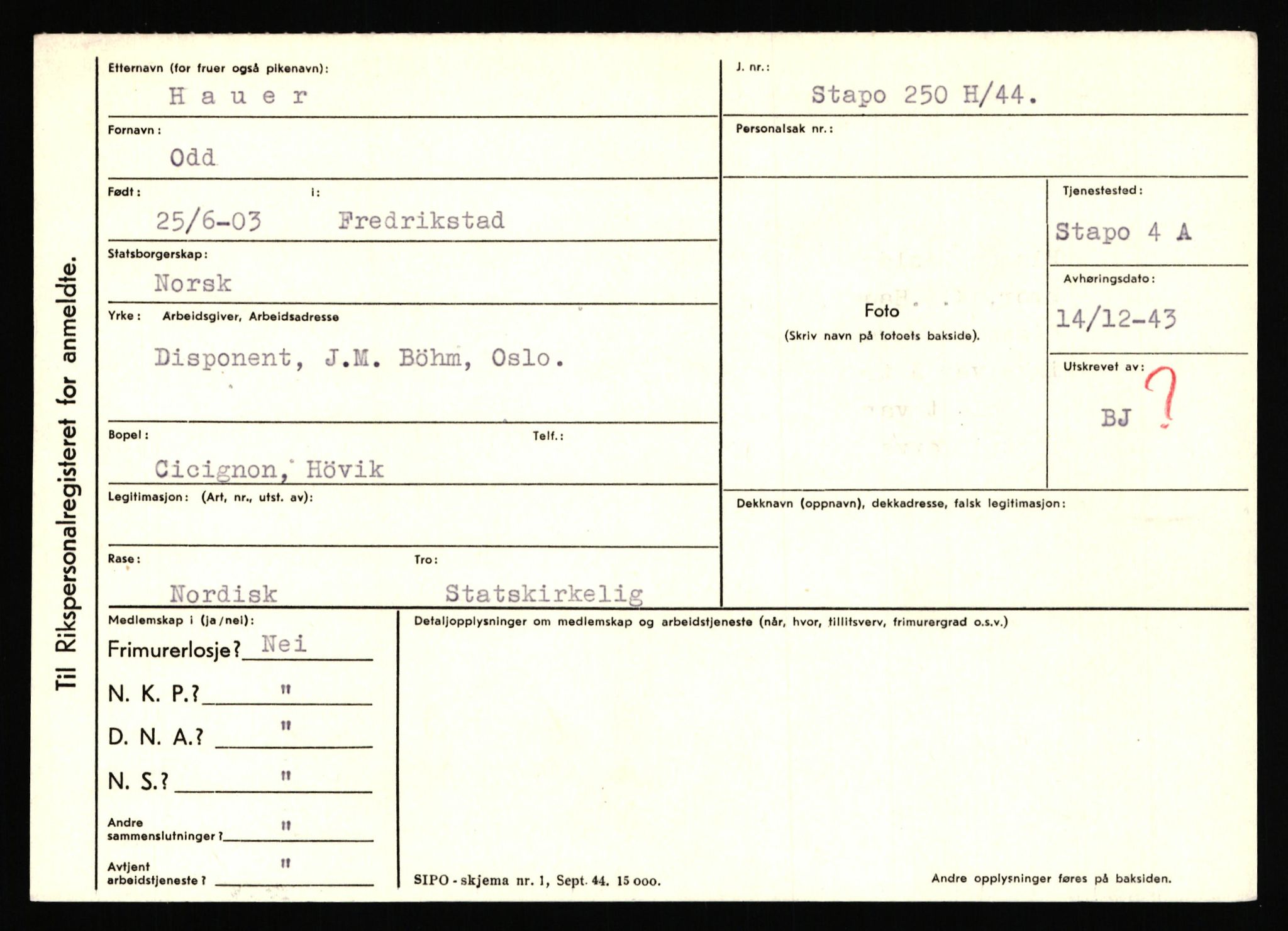 Statspolitiet - Hovedkontoret / Osloavdelingen, AV/RA-S-1329/C/Ca/L0006: Hanche - Hokstvedt, 1943-1945, s. 2091