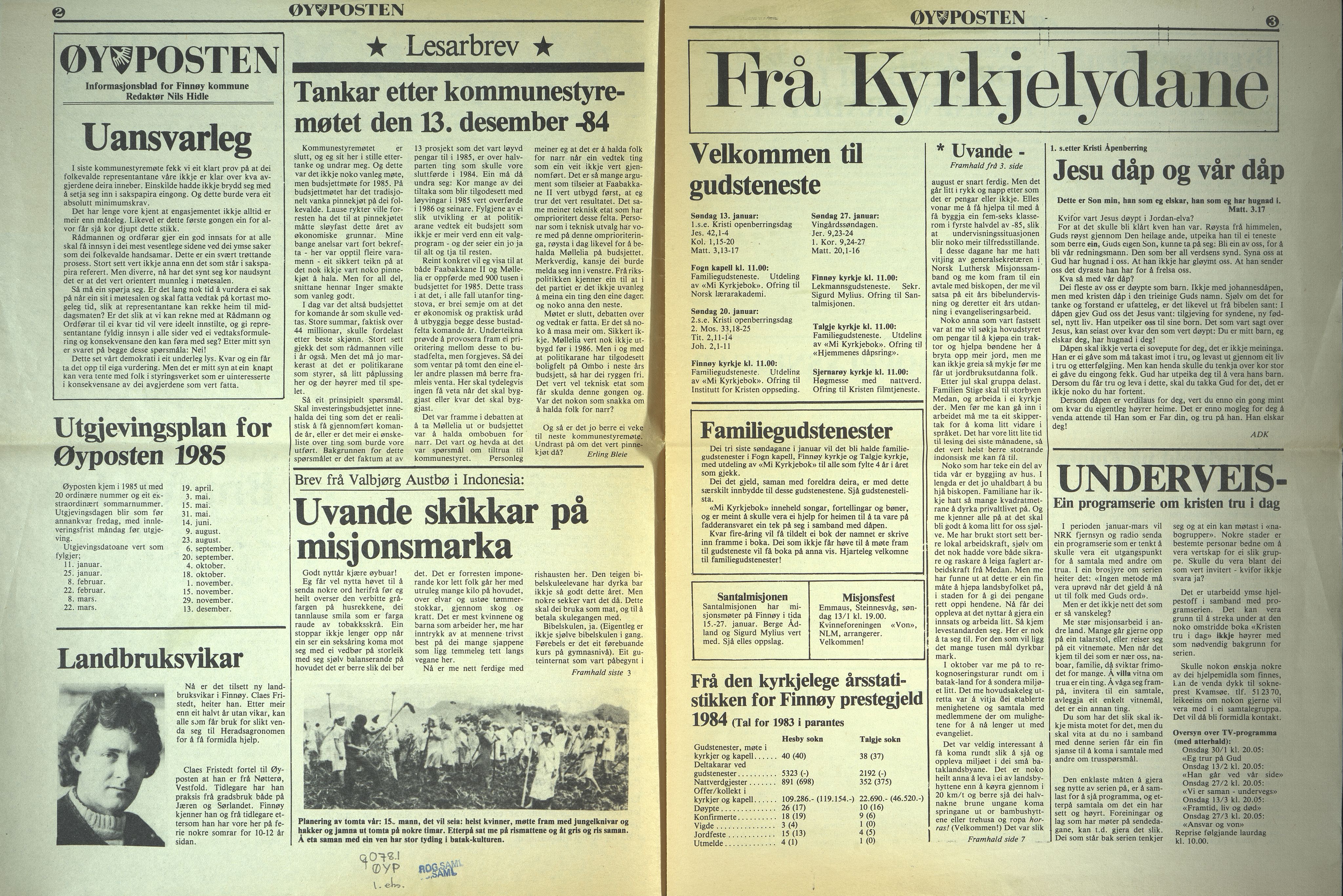 , Finnøy kommune, Øyposten, 1985, 1985