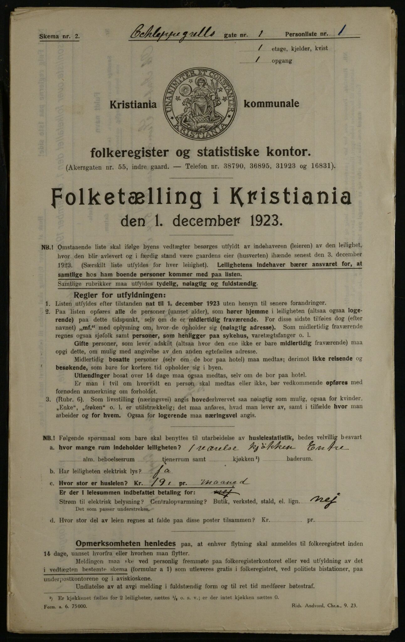 OBA, Kommunal folketelling 1.12.1923 for Kristiania, 1923, s. 99365