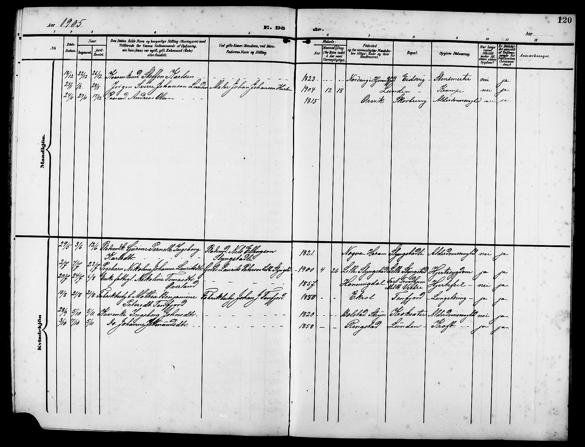 Ministerialprotokoller, klokkerbøker og fødselsregistre - Møre og Romsdal, AV/SAT-A-1454/525/L0377: Klokkerbok nr. 525C03, 1903-1917, s. 120