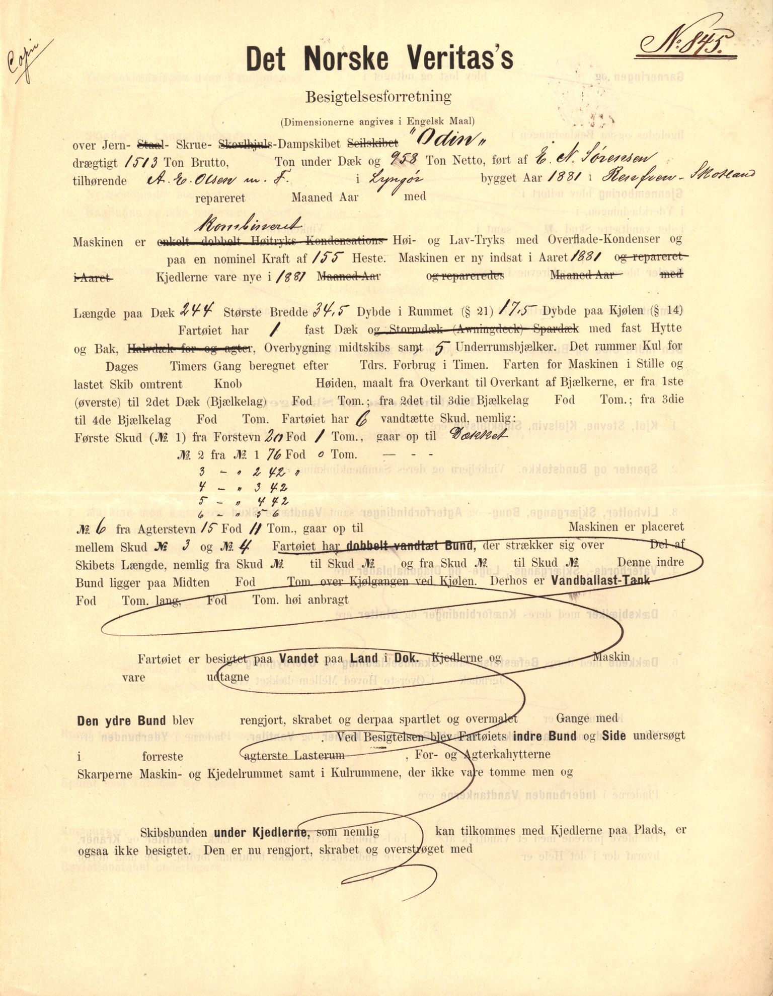 Pa 63 - Østlandske skibsassuranceforening, VEMU/A-1079/G/Ga/L0016/0006: Havaridokumenter / Insulan, Henrik Ibsen, Harmonia, Odin, Nornen, 1883, s. 51