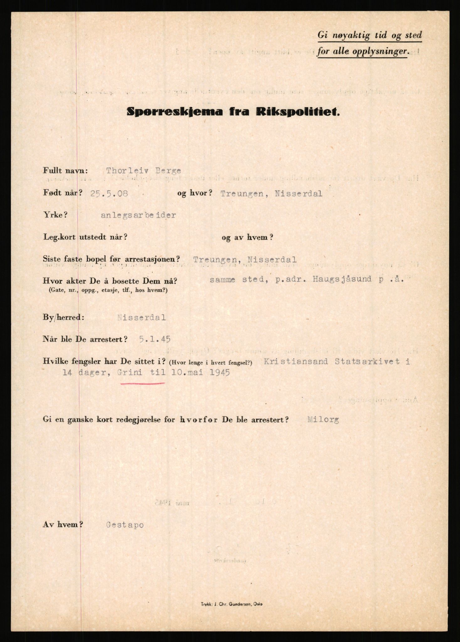 Rikspolitisjefen, AV/RA-S-1560/L/L0002: Berg, Alf - Bråthen, Thorleif, 1940-1945, s. 171