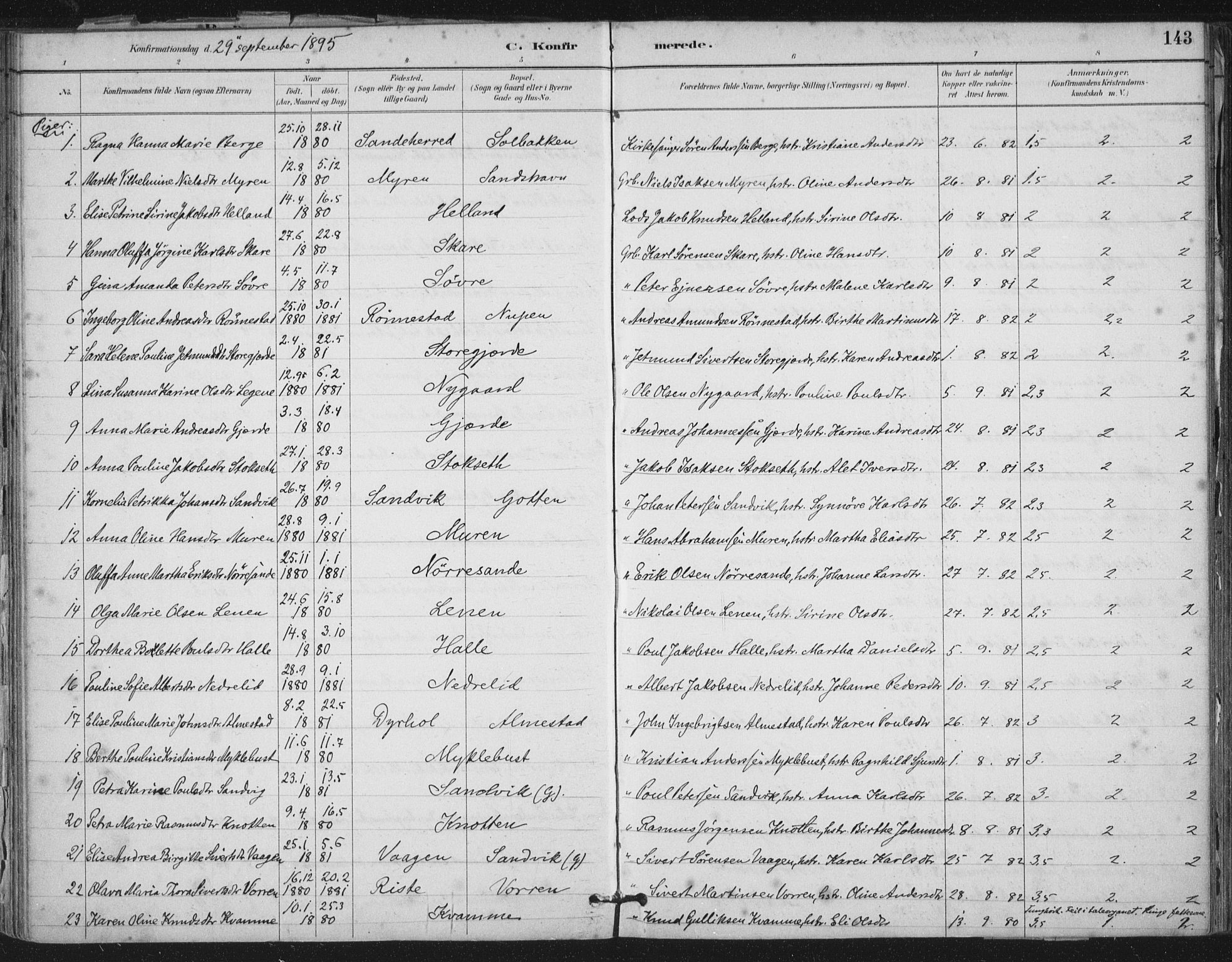 Ministerialprotokoller, klokkerbøker og fødselsregistre - Møre og Romsdal, AV/SAT-A-1454/503/L0037: Ministerialbok nr. 503A05, 1884-1900, s. 143