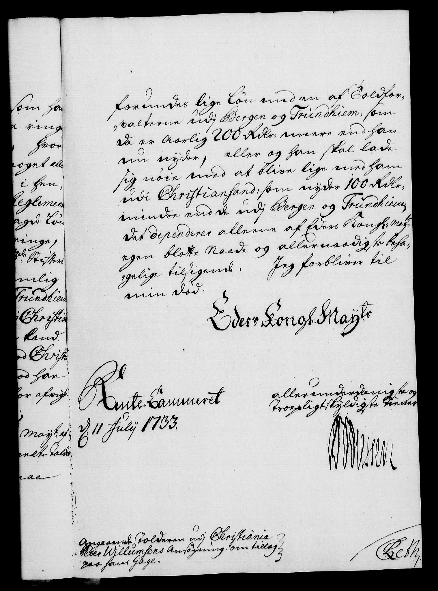 Rentekammeret, Kammerkanselliet, RA/EA-3111/G/Gf/Gfa/L0016: Norsk relasjons- og resolusjonsprotokoll (merket RK 52.16), 1733, s. 299