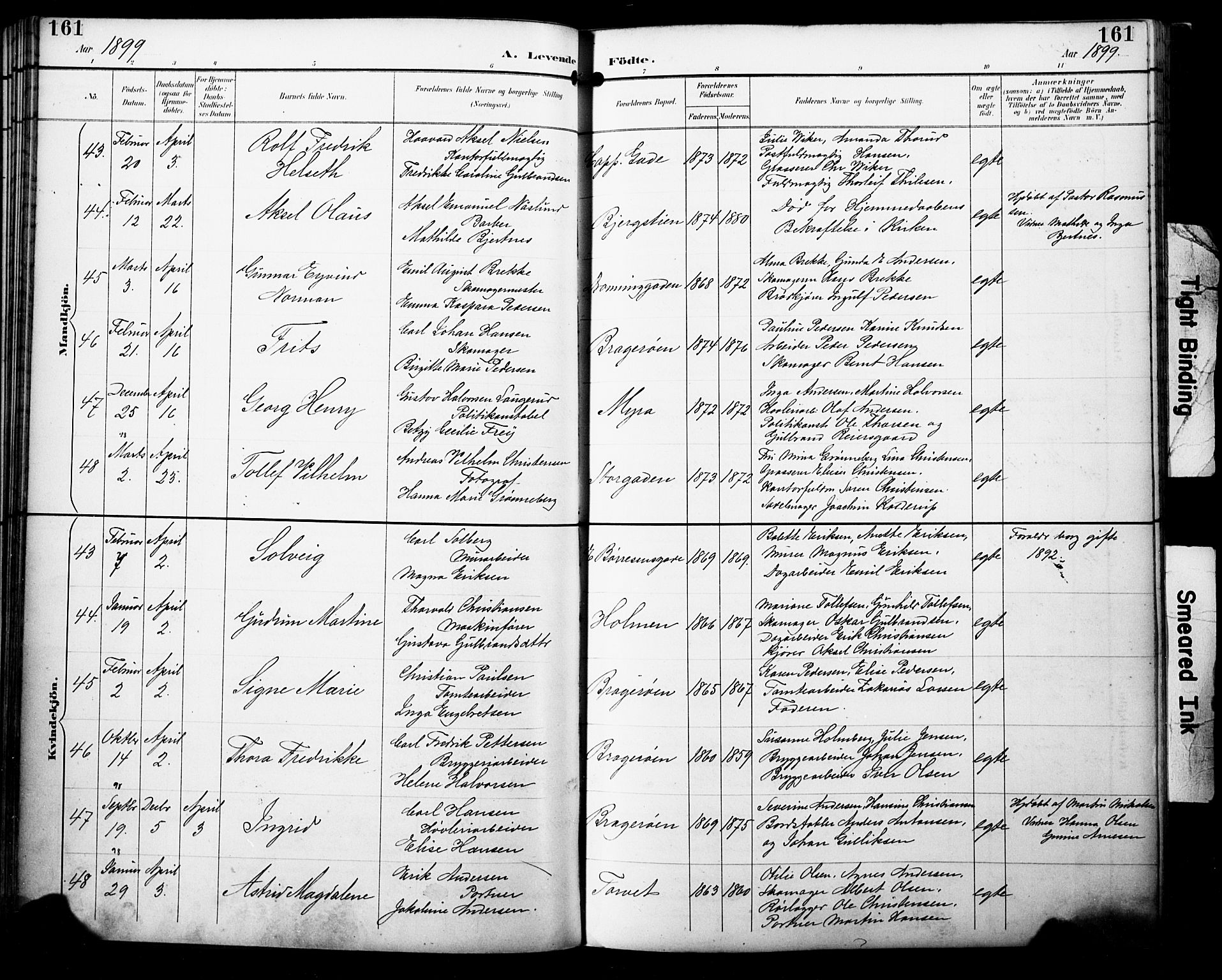 Bragernes kirkebøker, AV/SAKO-A-6/F/Fb/L0008: Ministerialbok nr. II 8, 1894-1902, s. 161