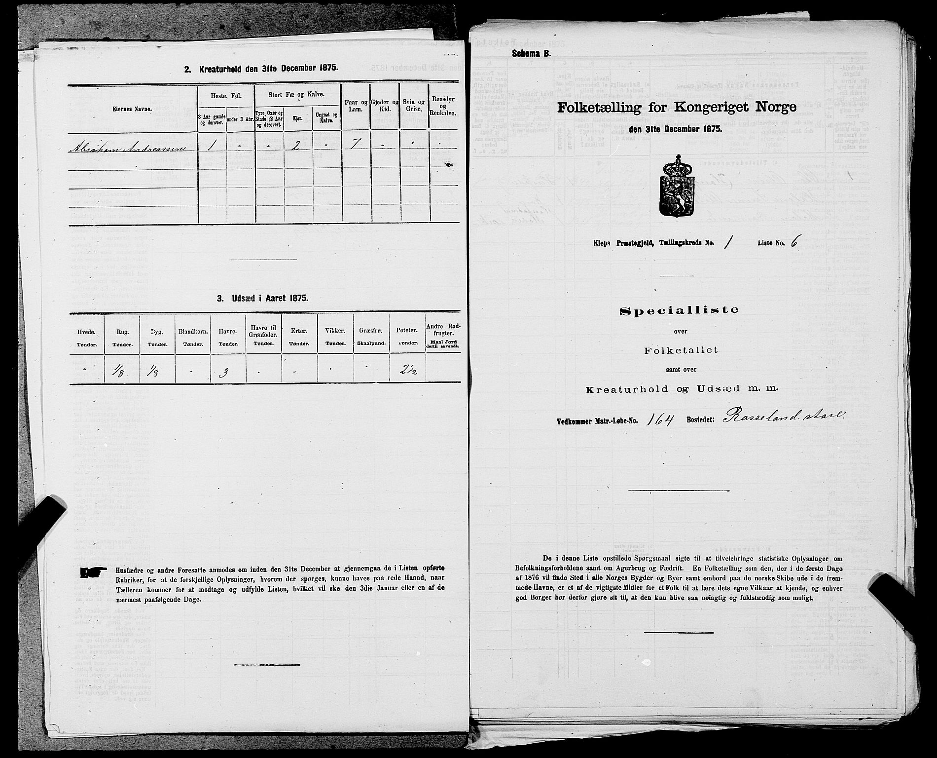 SAST, Folketelling 1875 for 1120P Klepp prestegjeld, 1875, s. 47