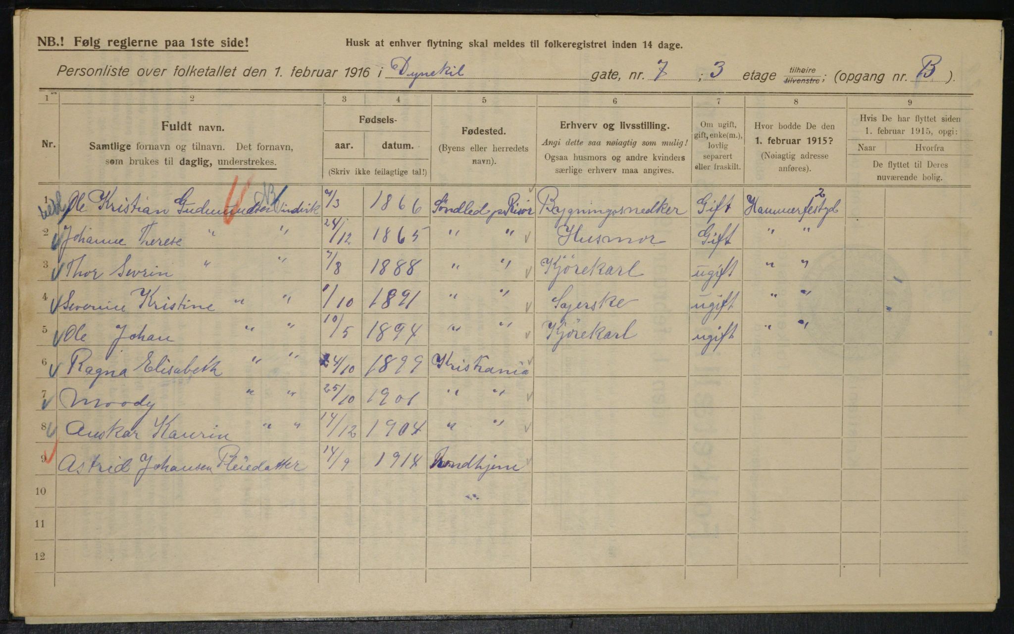 OBA, Kommunal folketelling 1.2.1916 for Kristiania, 1916, s. 17639