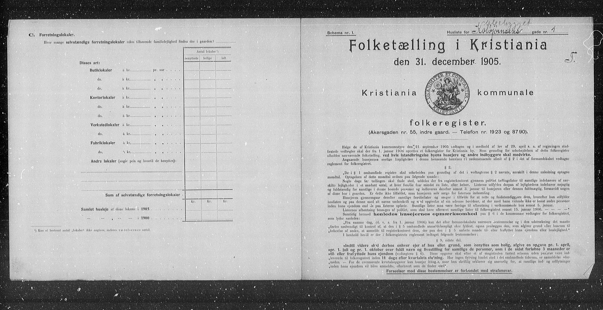 OBA, Kommunal folketelling 31.12.1905 for Kristiania kjøpstad, 1905, s. 6701