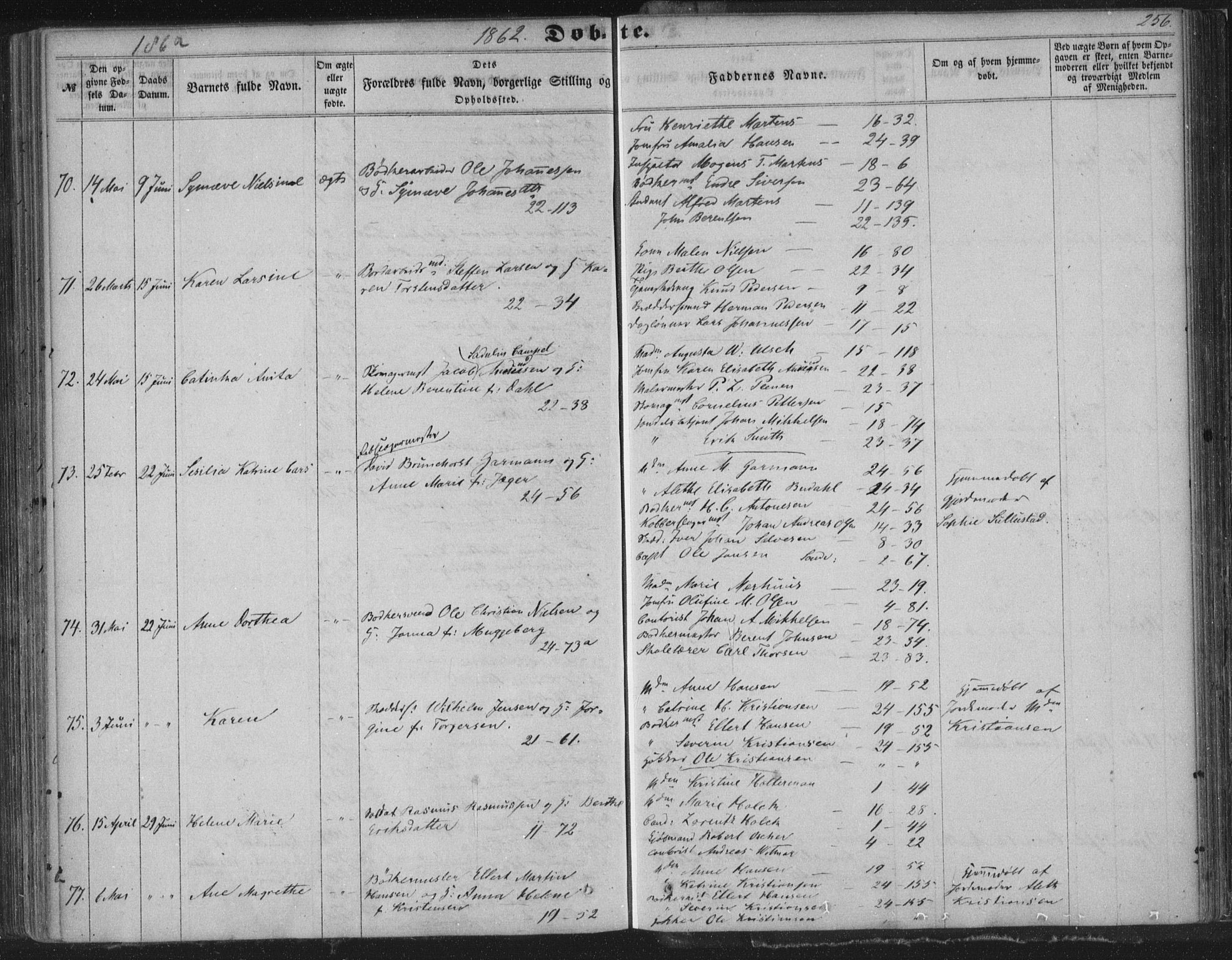 Korskirken sokneprestembete, AV/SAB-A-76101/H/Haa/L0018: Ministerialbok nr. B 4, 1857-1866, s. 256