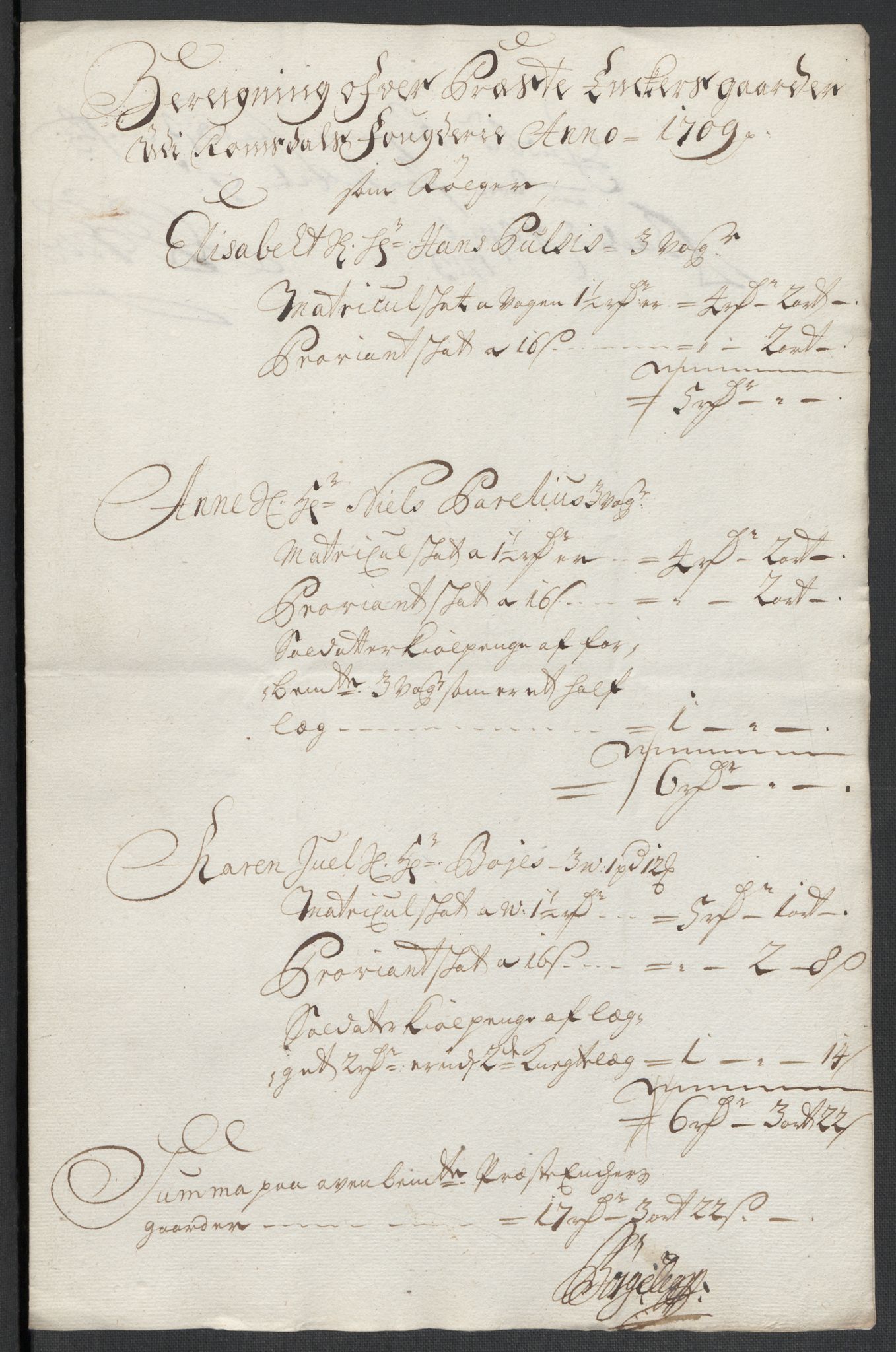 Rentekammeret inntil 1814, Reviderte regnskaper, Fogderegnskap, AV/RA-EA-4092/R55/L3659: Fogderegnskap Romsdal, 1709-1710, s. 230