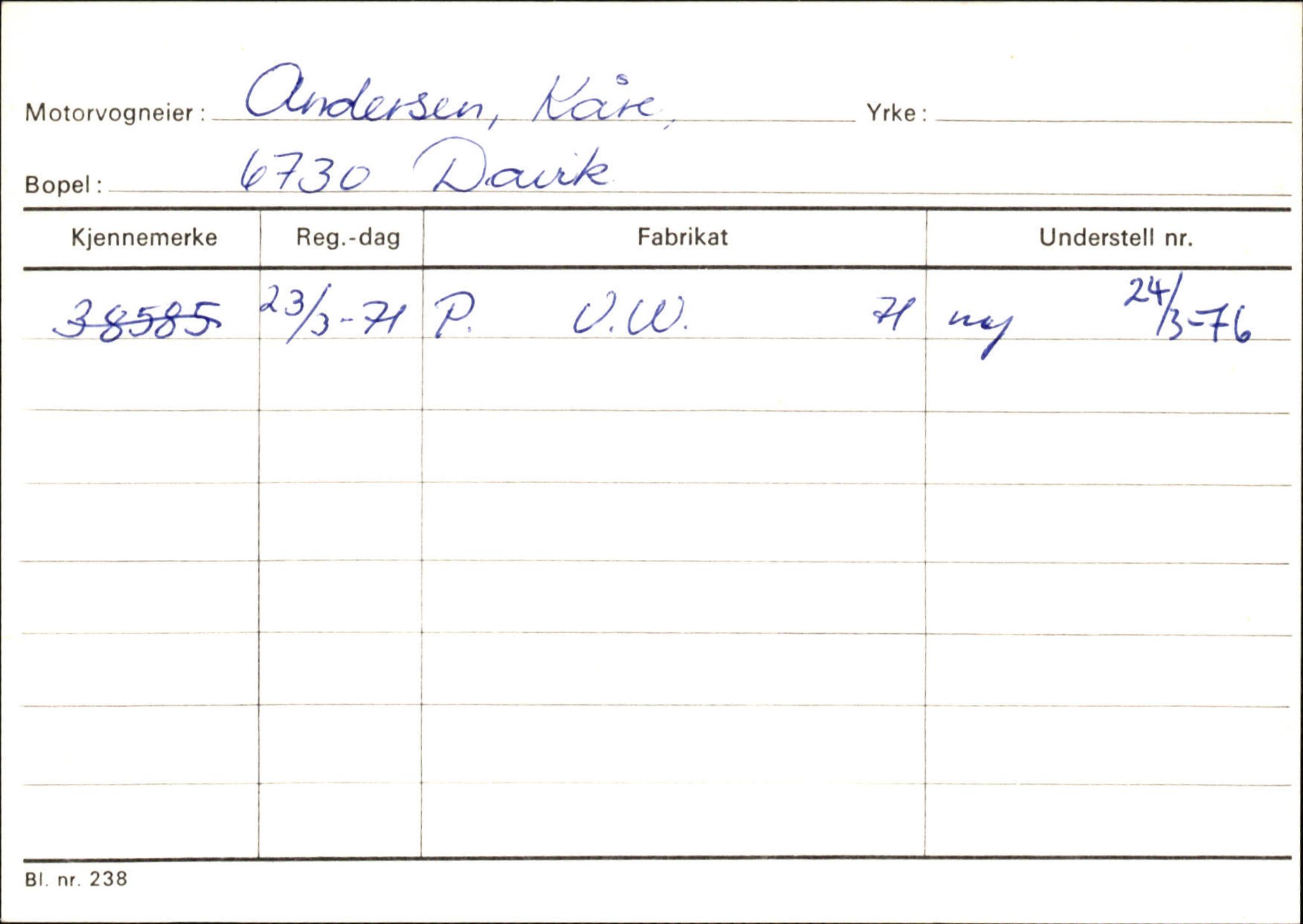 Statens vegvesen, Sogn og Fjordane vegkontor, AV/SAB-A-5301/4/F/L0133: Eigarregister Bremanger A-Å. Gaular A-H, 1945-1975, s. 17