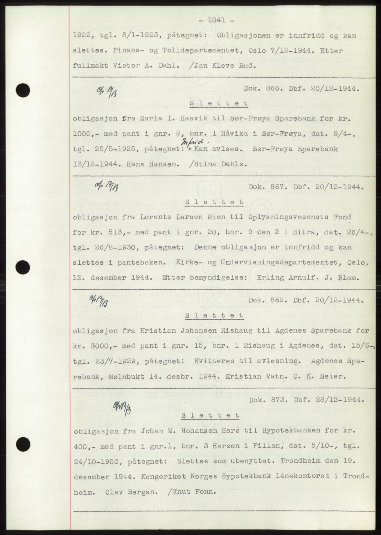 Hitra sorenskriveri, AV/SAT-A-0018/2/2C/2Ca: Pantebok nr. C1, 1936-1945, Dagboknr: 866/1944