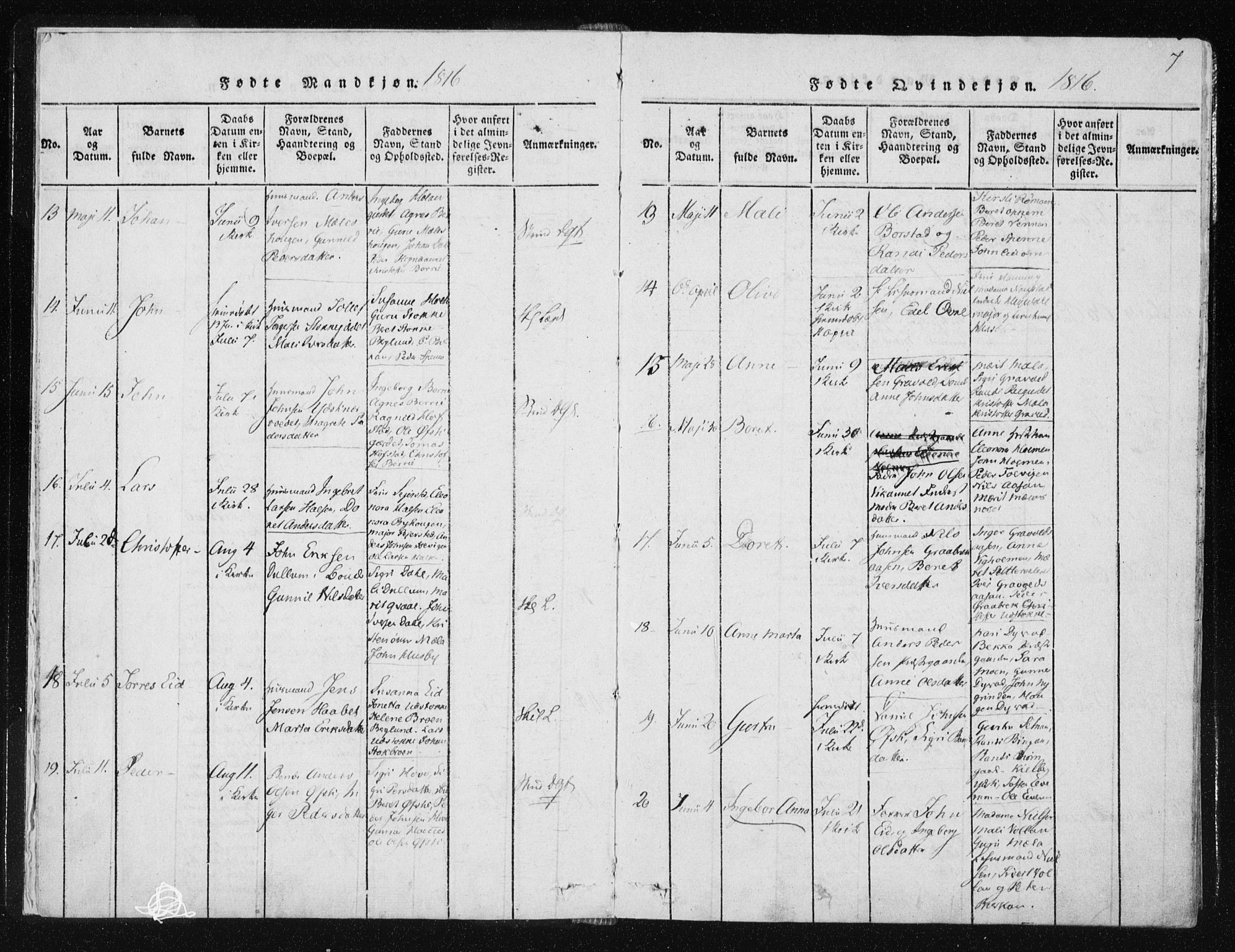 Ministerialprotokoller, klokkerbøker og fødselsregistre - Nord-Trøndelag, AV/SAT-A-1458/709/L0061: Ministerialbok nr. 709A08 /1, 1815-1819, s. 7