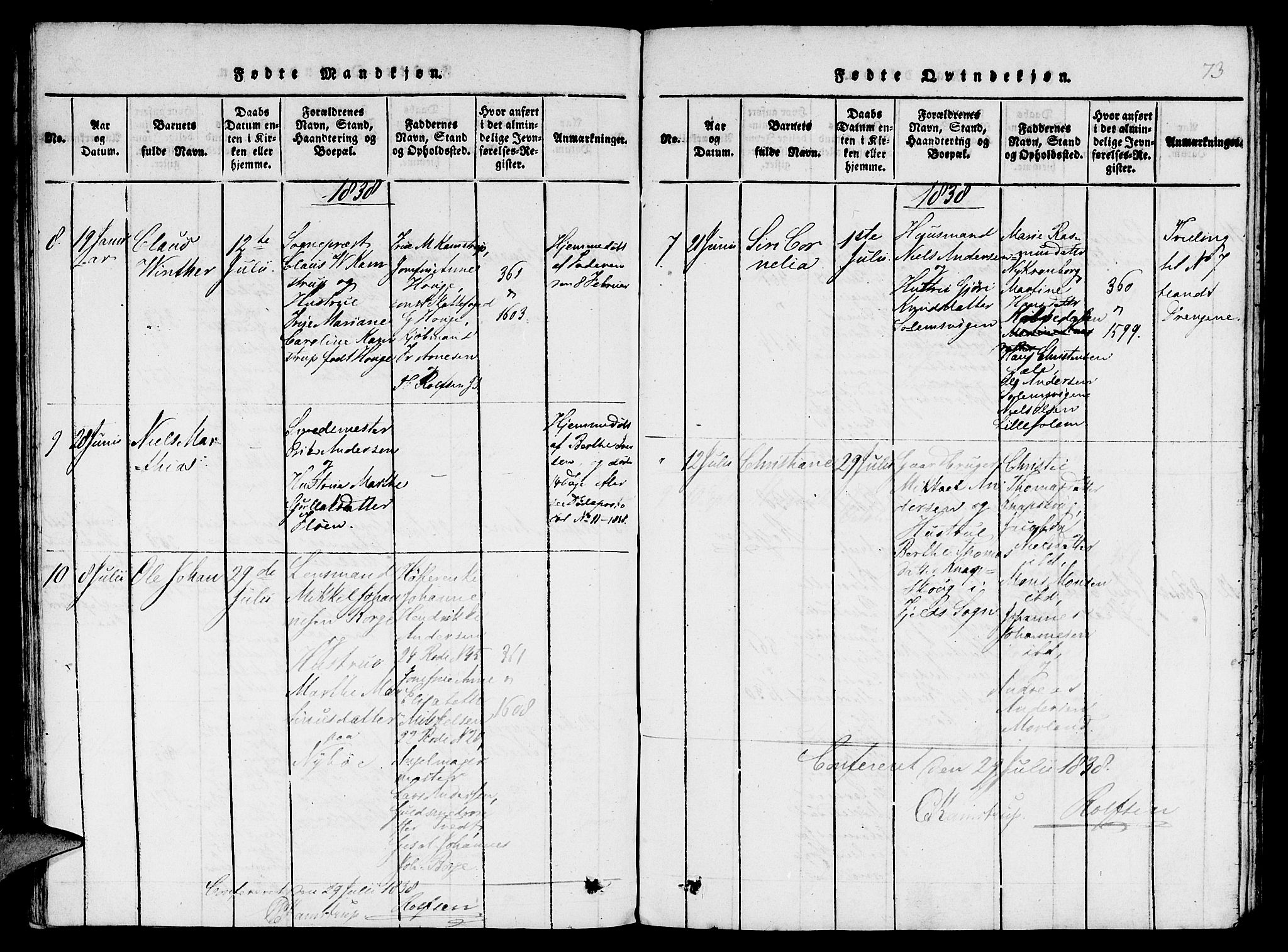 St. Jørgens hospital og Årstad sokneprestembete, AV/SAB-A-99934: Klokkerbok nr. A 1, 1816-1843, s. 73