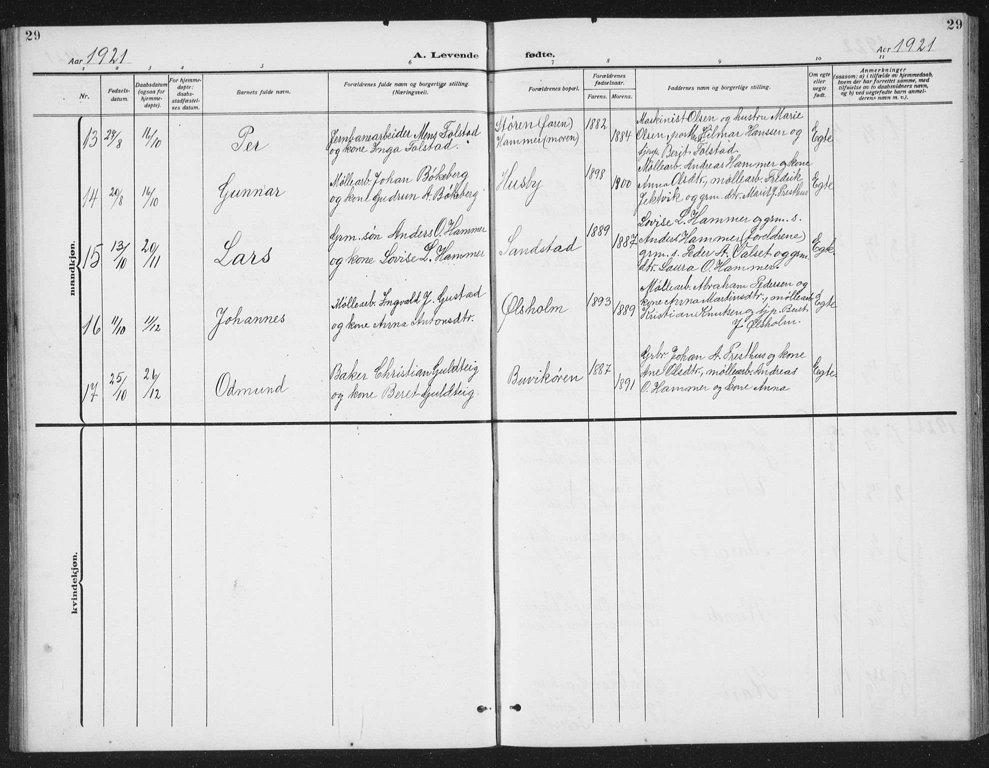 Ministerialprotokoller, klokkerbøker og fødselsregistre - Sør-Trøndelag, AV/SAT-A-1456/666/L0791: Klokkerbok nr. 666C04, 1909-1939, s. 29