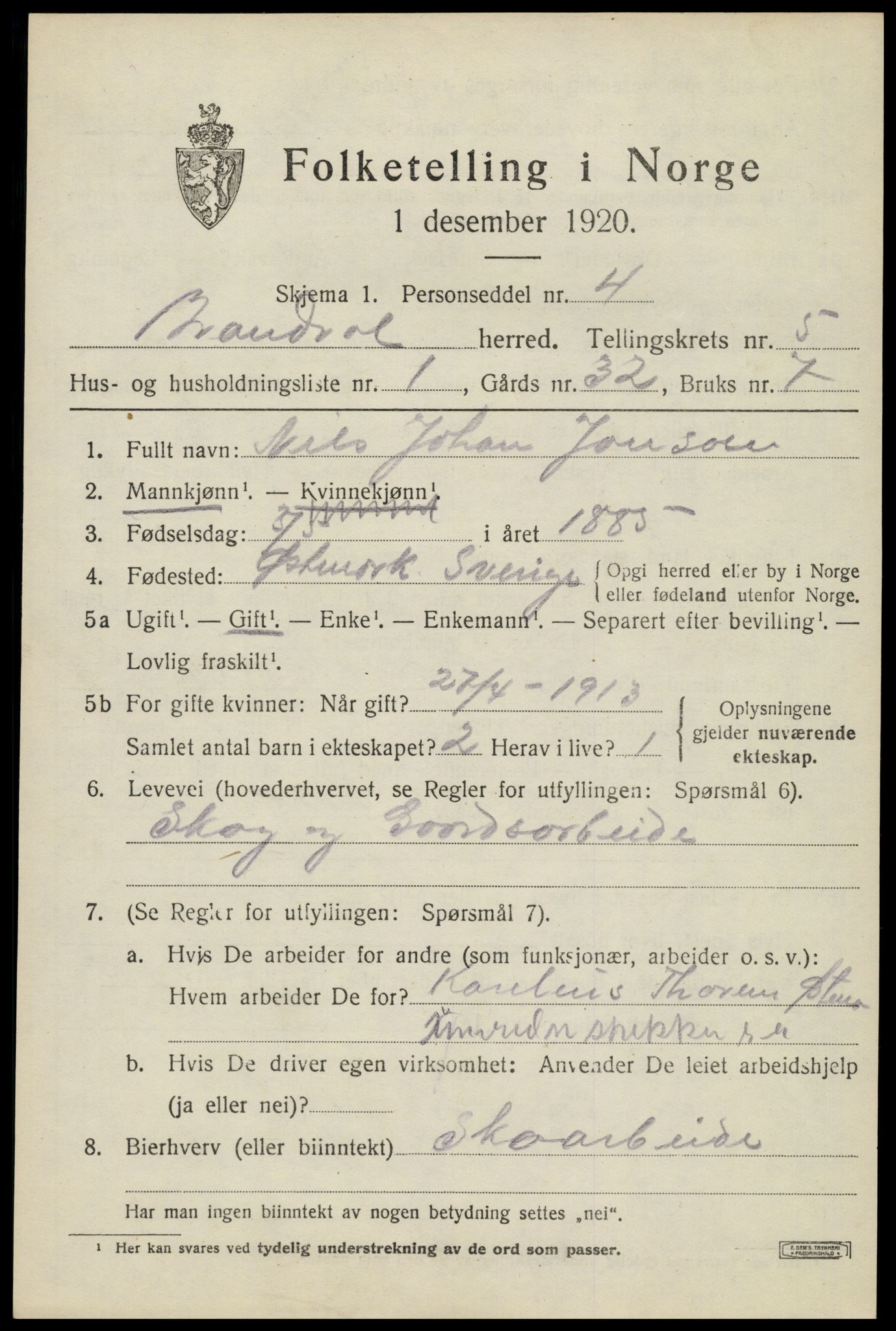 SAH, Folketelling 1920 for 0422 Brandval herred, 1920, s. 4378