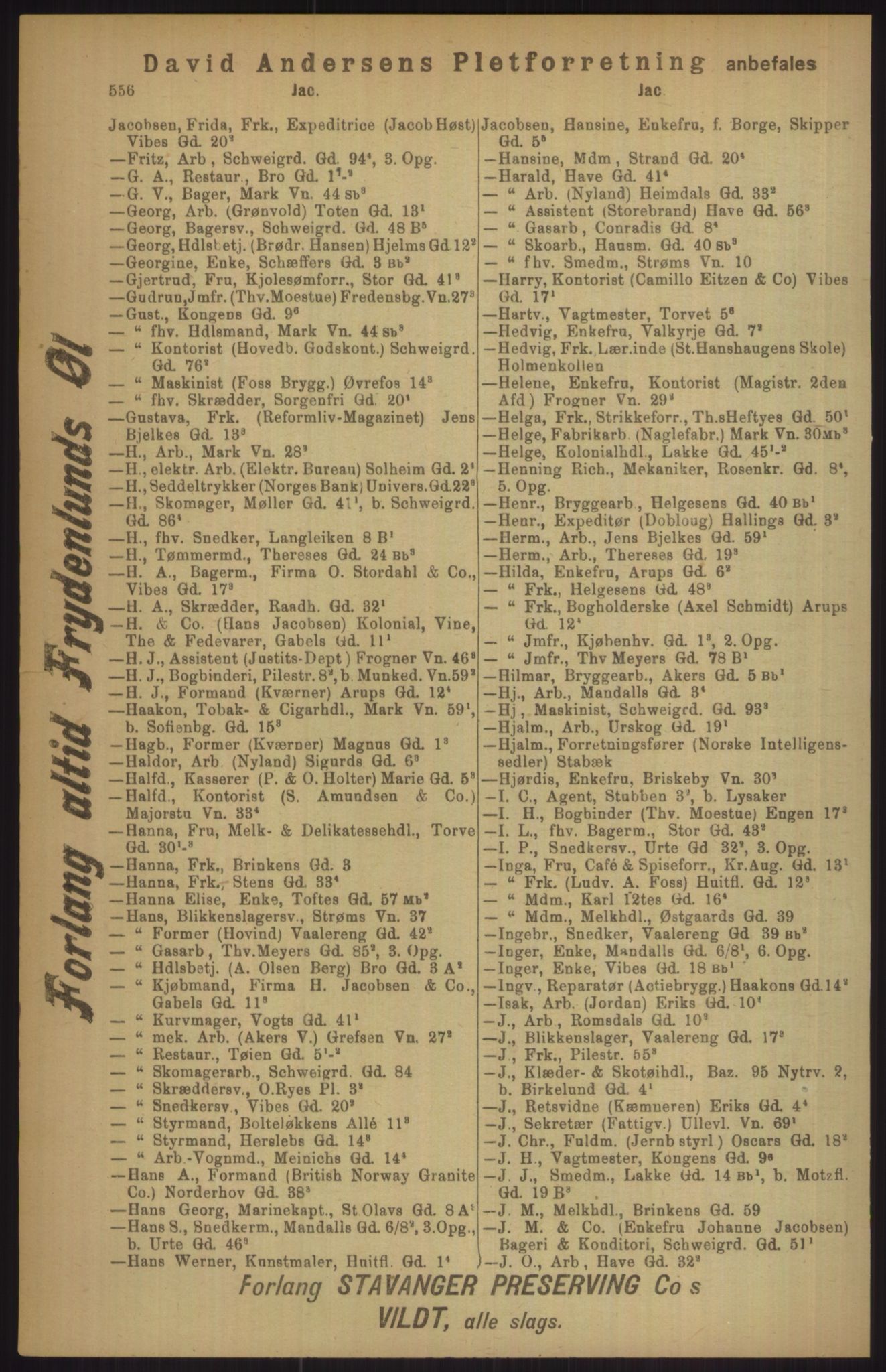 Kristiania/Oslo adressebok, PUBL/-, 1911, s. 556