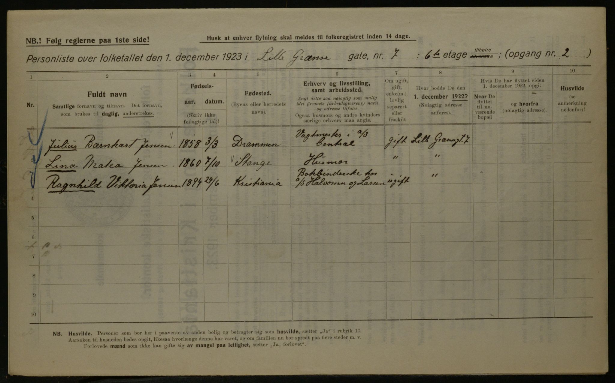 OBA, Kommunal folketelling 1.12.1923 for Kristiania, 1923, s. 63944