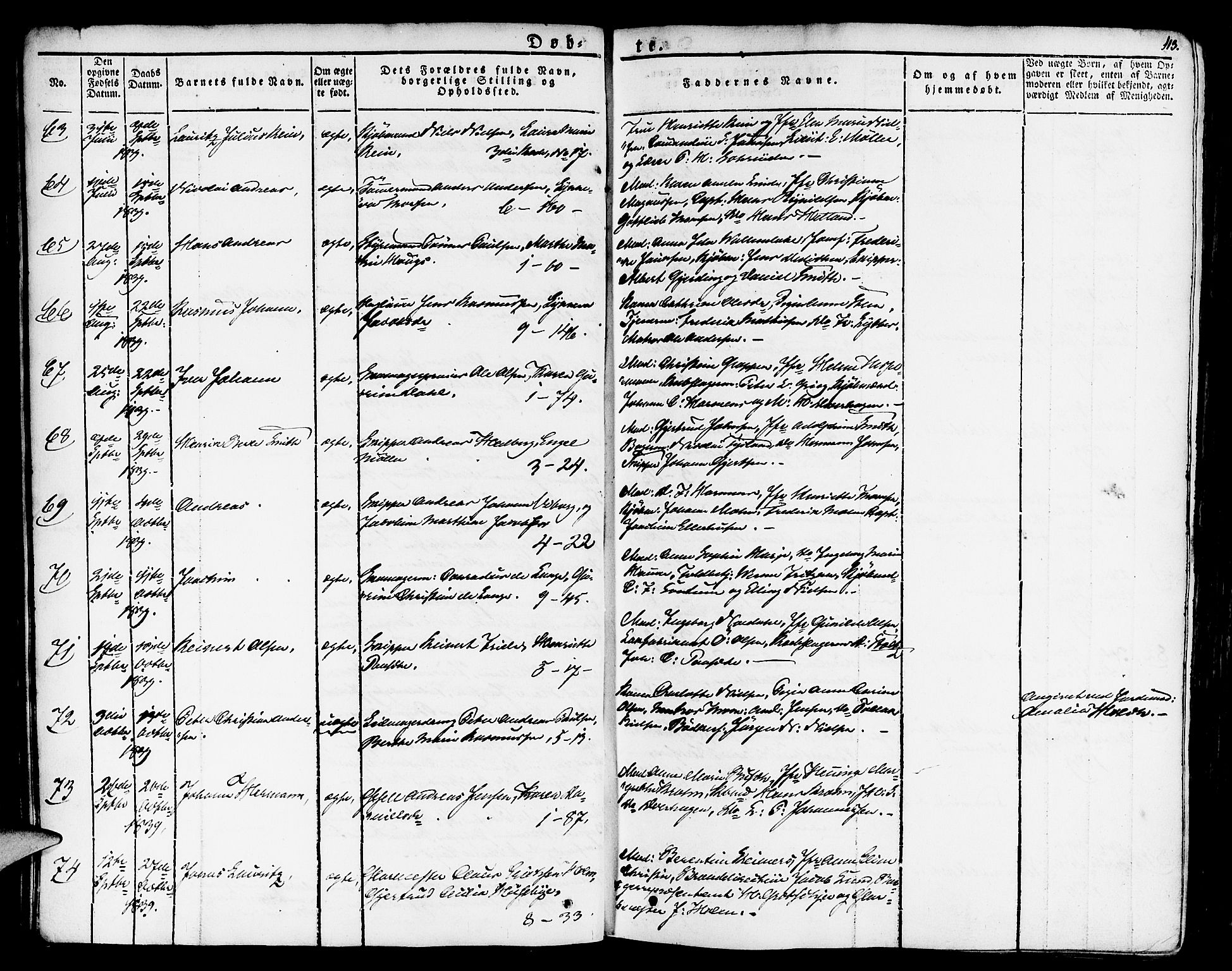 Nykirken Sokneprestembete, AV/SAB-A-77101/H/Haa/L0012: Ministerialbok nr. A 12, 1821-1844, s. 113