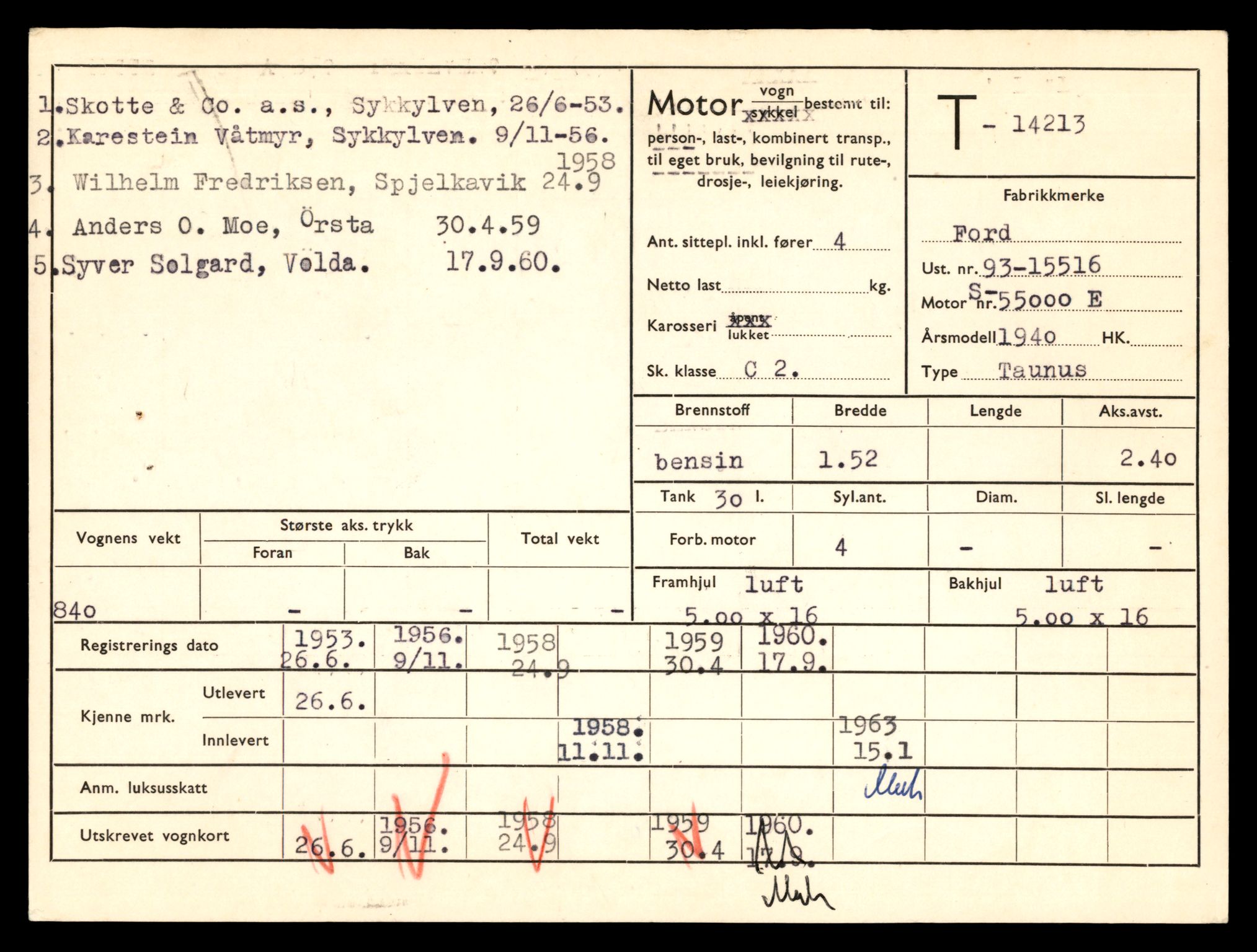 Møre og Romsdal vegkontor - Ålesund trafikkstasjon, AV/SAT-A-4099/F/Fe/L0044: Registreringskort for kjøretøy T 14205 - T 14319, 1927-1998, s. 293