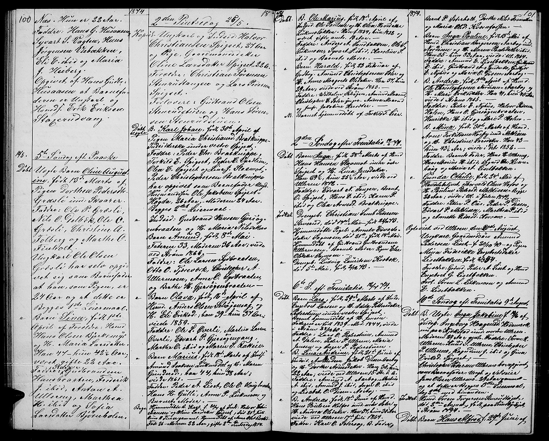 Sør-Odal prestekontor, AV/SAH-PREST-030/H/Hb: Kommunikantprotokoll nr. 8, 1859-1876, s. 100-101