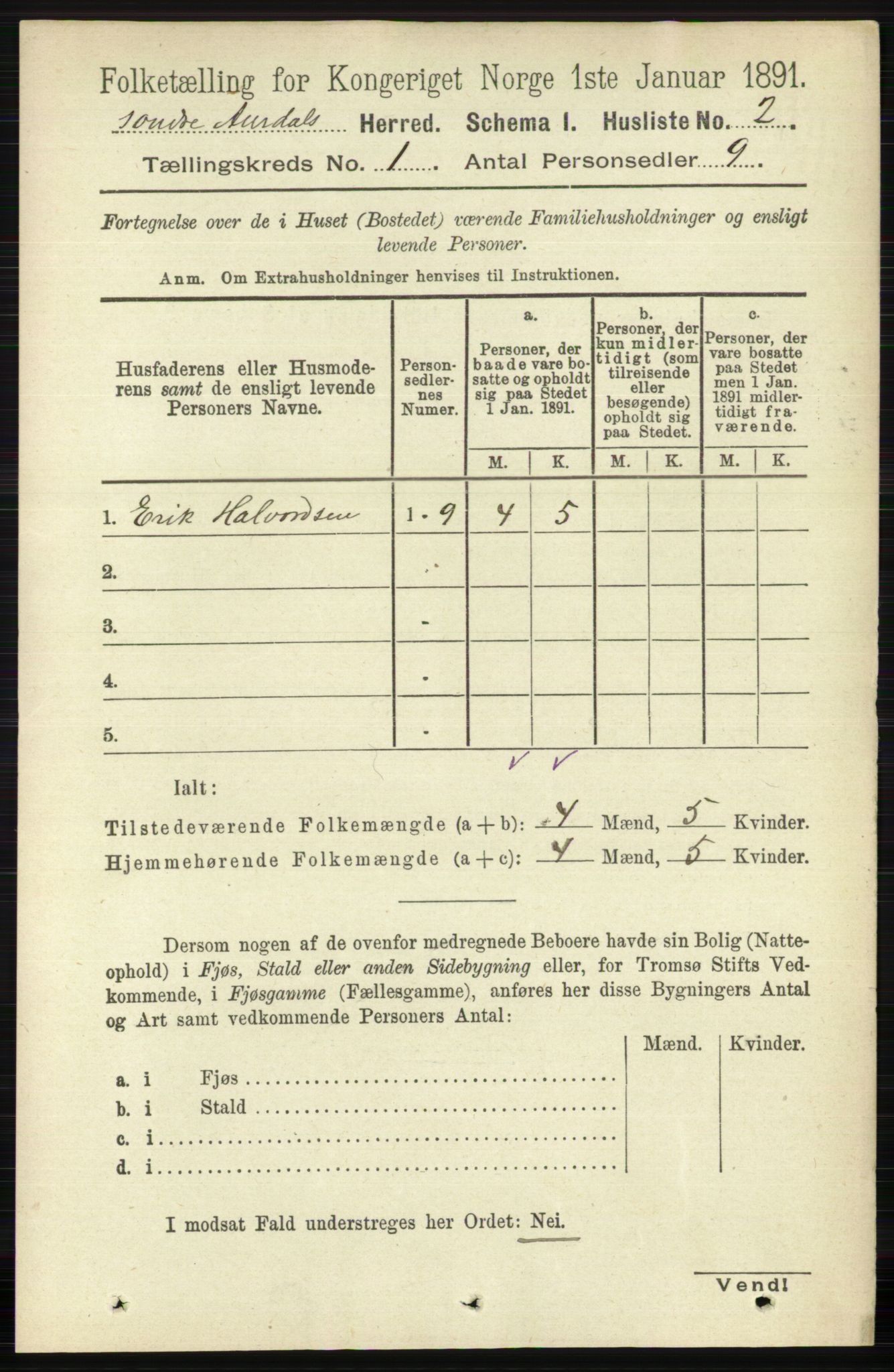 RA, Folketelling 1891 for 0540 Sør-Aurdal herred, 1891, s. 34