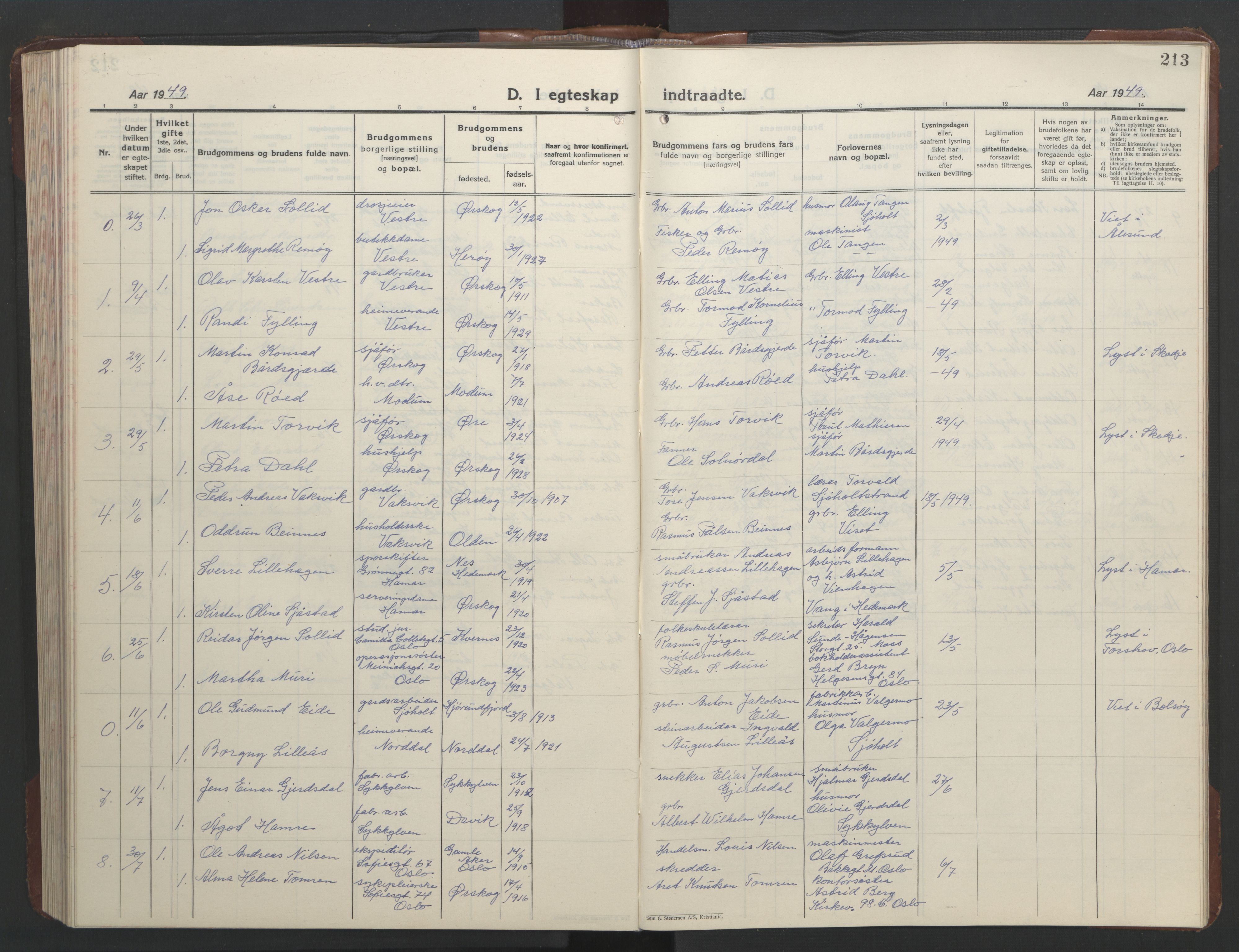 Ministerialprotokoller, klokkerbøker og fødselsregistre - Møre og Romsdal, SAT/A-1454/522/L0329: Klokkerbok nr. 522C08, 1926-1951, s. 213