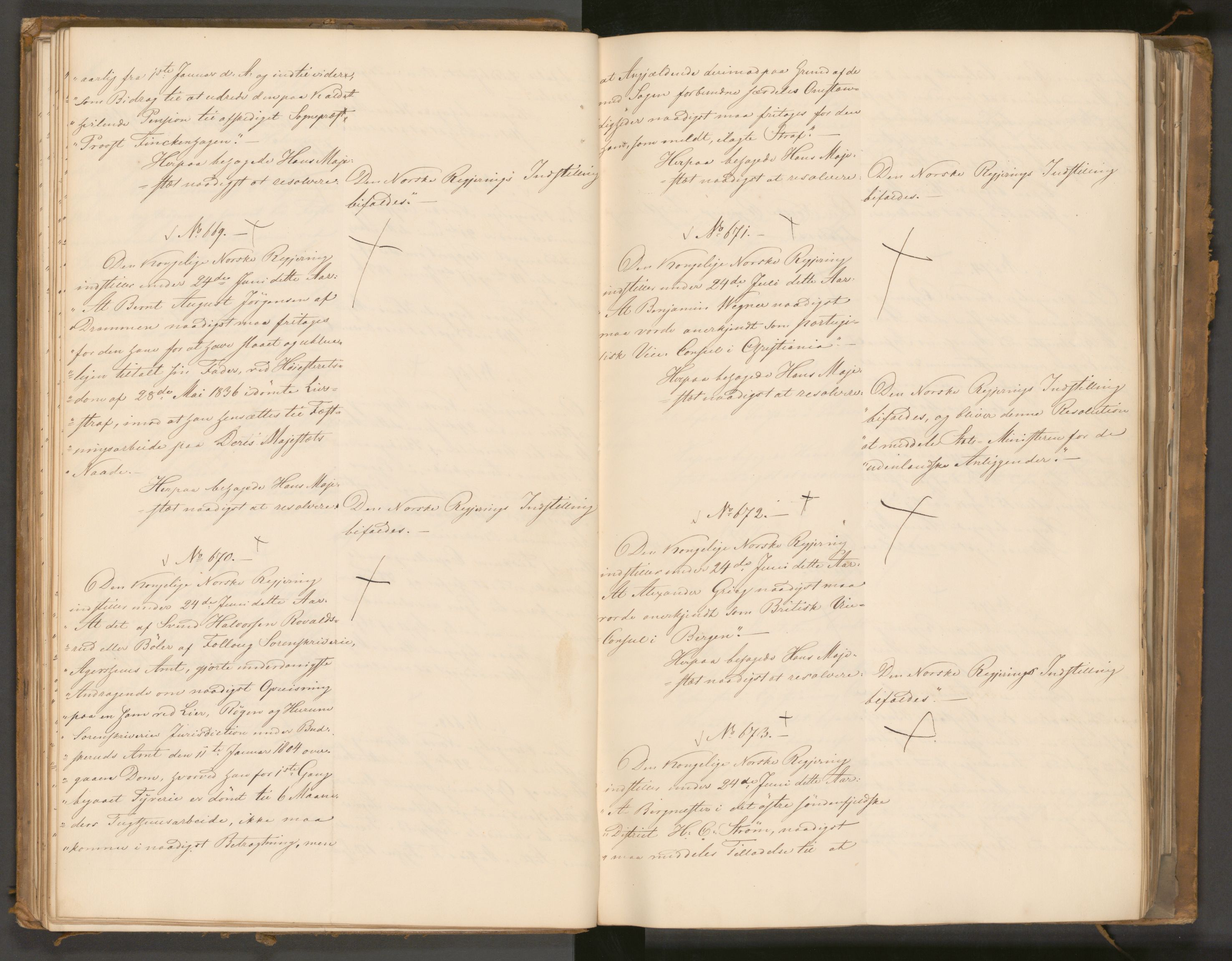 Statsrådssekretariatet, AV/RA-S-1001/A/Ab/L0043: Kgl. res. nr. 632-1192, 2. halvår, 1836