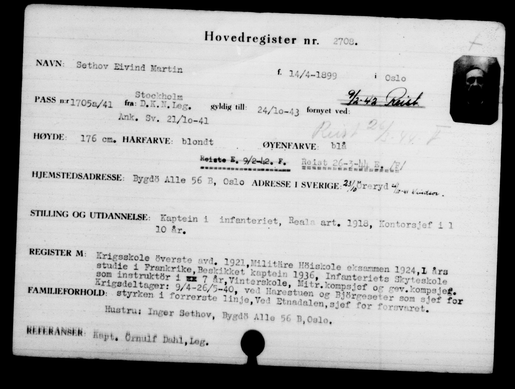 Utenriksstasjonene, Legasjonen i Stockholm, Flyktningkontoret, AV/RA-S-6753/V/Va/L0003: Kjesäterkartoteket, flyktninger med registreringsnr. 2001-3495, 1940-1945, s. 688