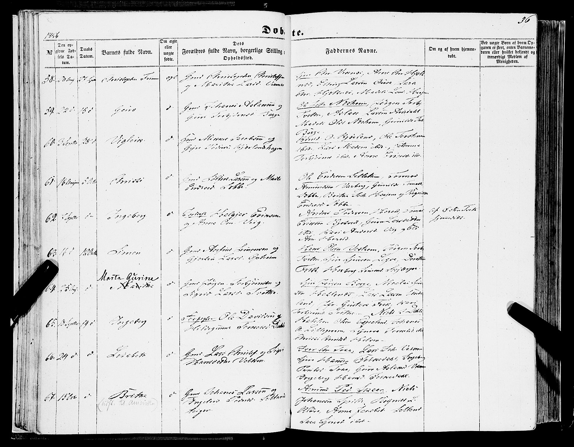 Ulvik sokneprestembete, AV/SAB-A-78801/H/Haa: Ministerialbok nr. A 13, 1853-1863, s. 36