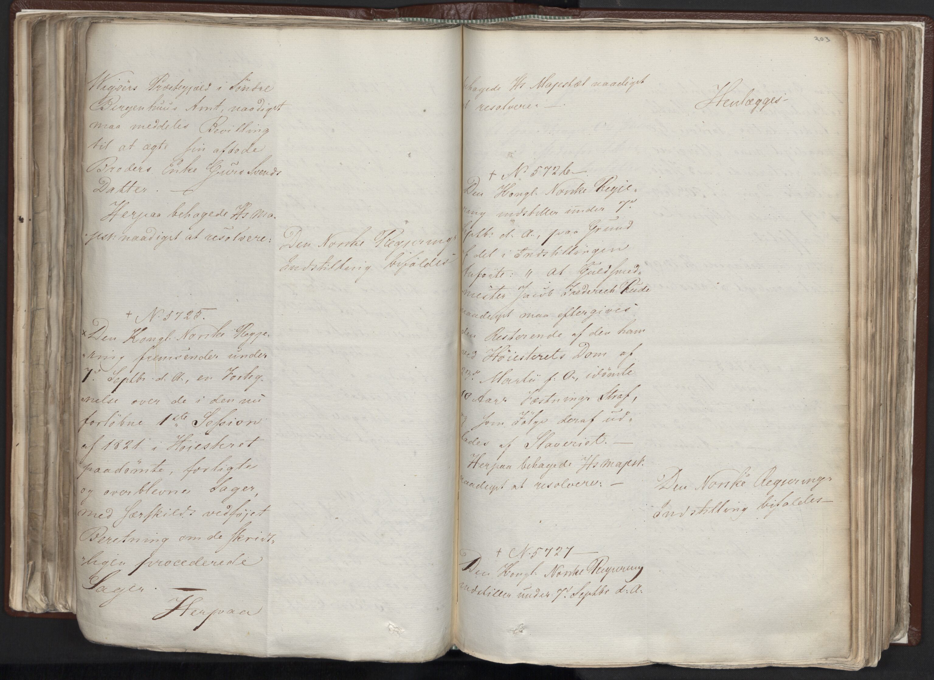 Statsrådssekretariatet, AV/RA-S-1001/A/Ab/L0012: Kgl. res. nr. 5679-6008 II, 1821, s. 202b-203a