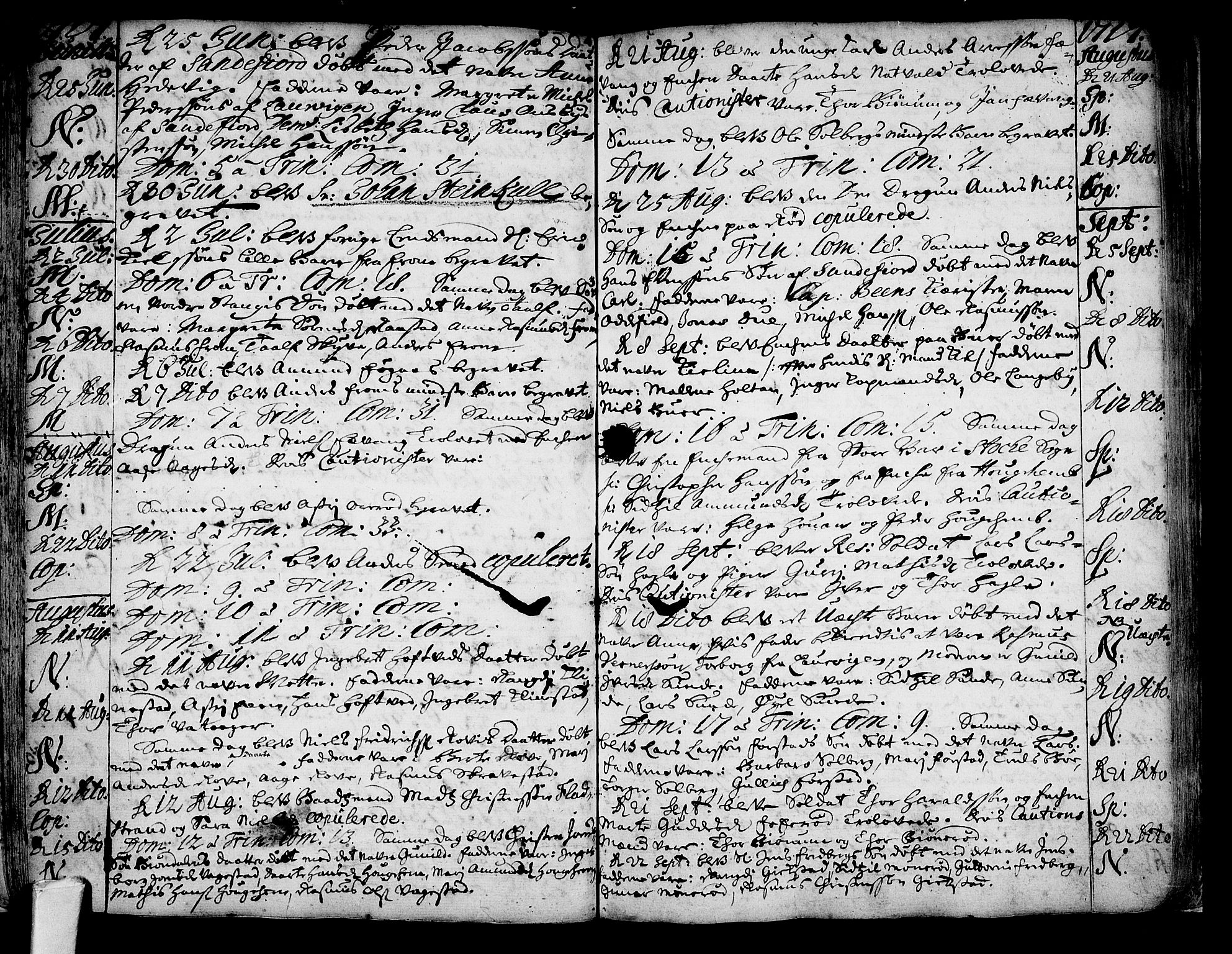Sandar kirkebøker, AV/SAKO-A-243/F/Fa/L0001: Ministerialbok nr. 1, 1709-1733