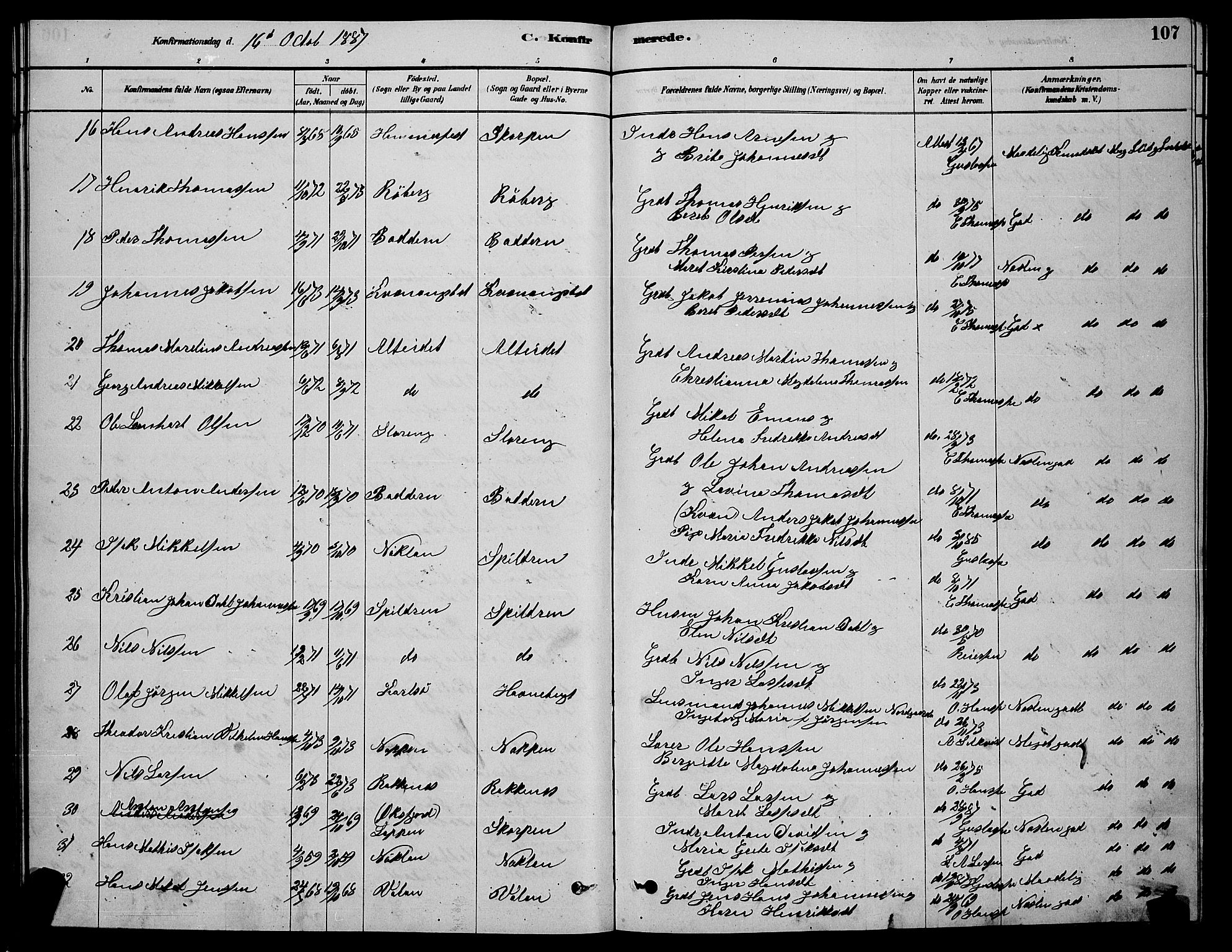 Skjervøy sokneprestkontor, AV/SATØ-S-1300/H/Ha/Hab/L0015klokker: Klokkerbok nr. 15, 1878-1890, s. 107