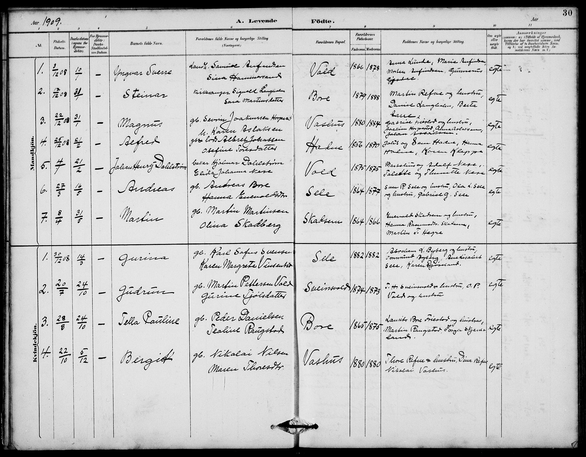 Klepp sokneprestkontor, AV/SAST-A-101803/001/3/30BB/L0006: Klokkerbok nr. B 6, 1889-1936, s. 30