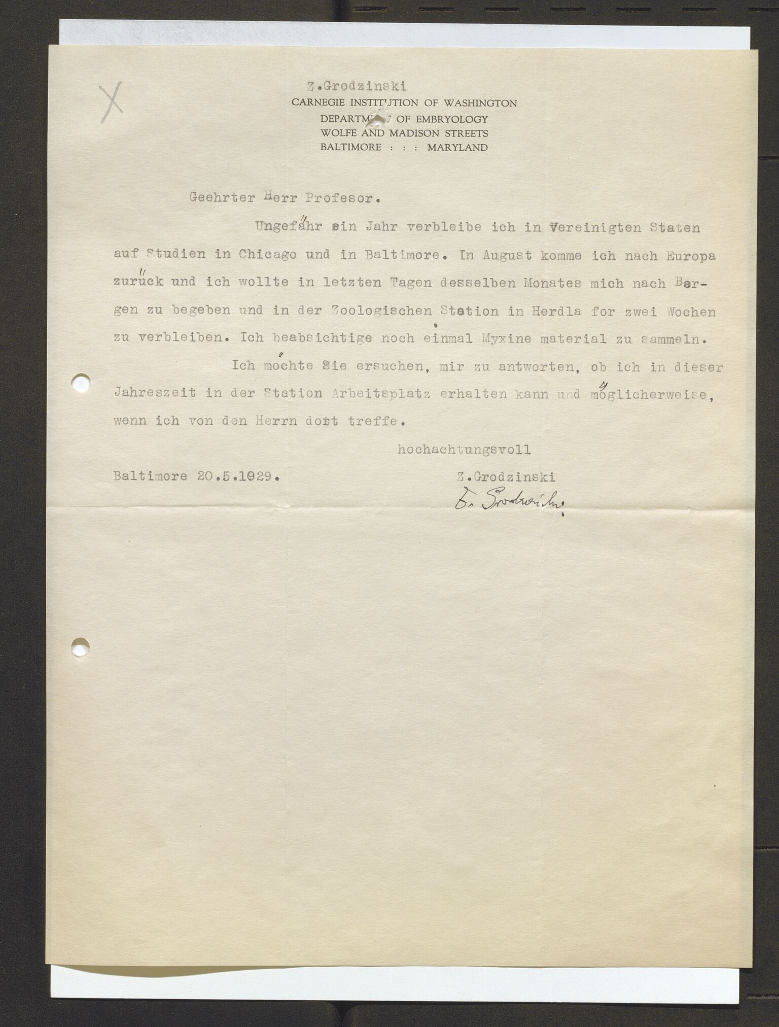 Bergens Museum, AV/SAB-A-17301/13/D/L0002: Korrespondanse , 1928-1940, s. 97