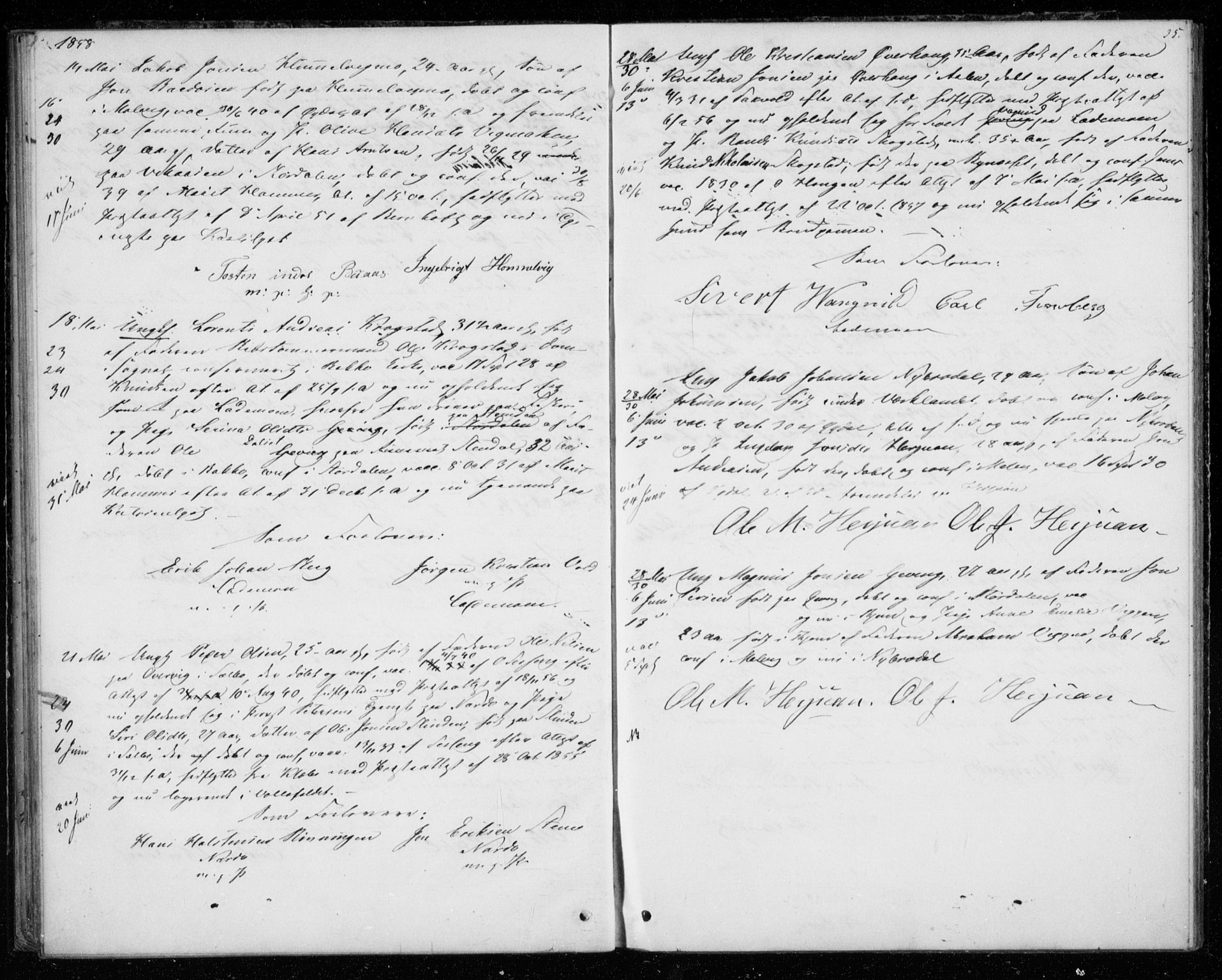 Ministerialprotokoller, klokkerbøker og fødselsregistre - Sør-Trøndelag, SAT/A-1456/606/L0297: Lysningsprotokoll nr. 606A12, 1854-1861, s. 35
