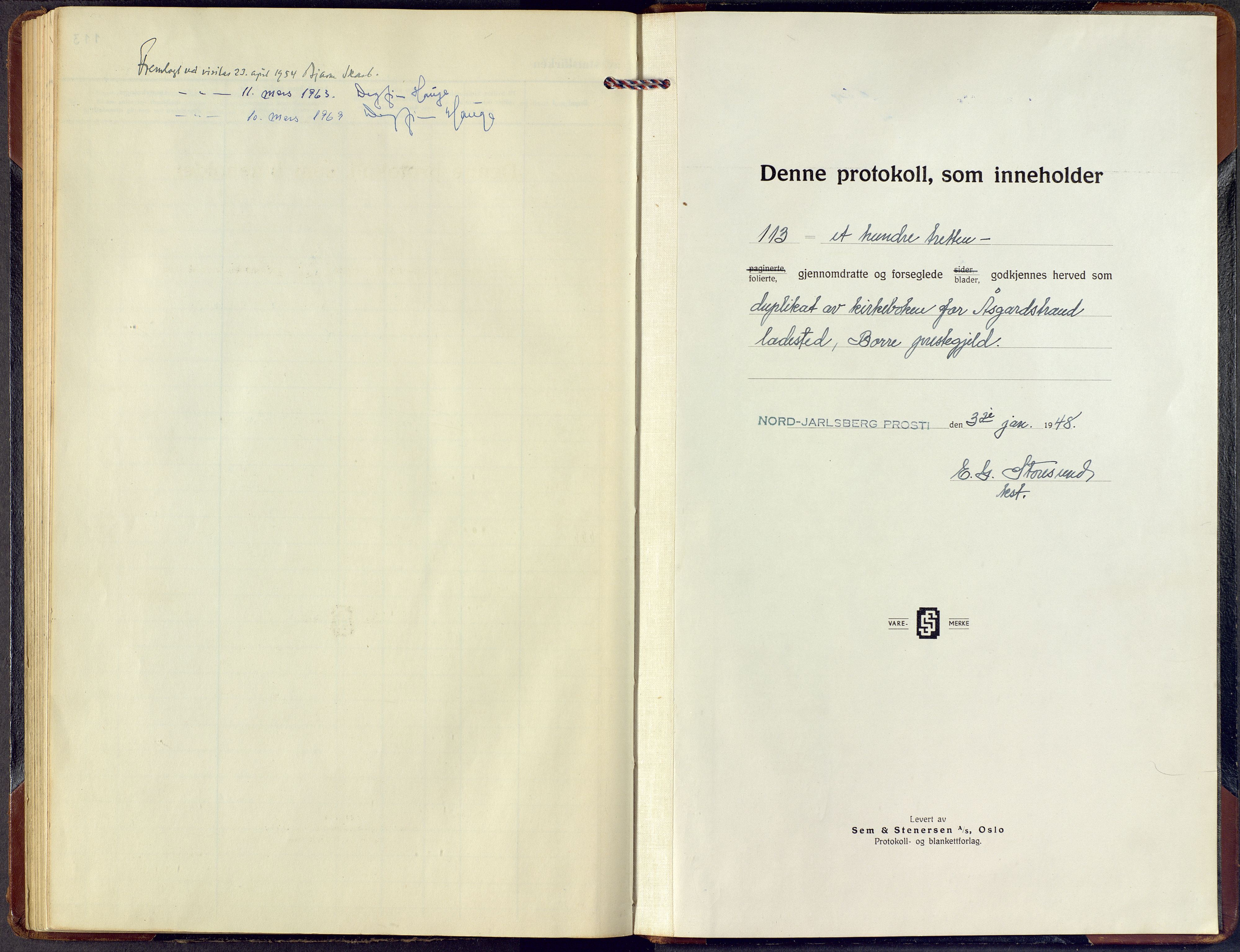 Borre kirkebøker, SAKO/A-338/F/Fb/L0004: Ministerialbok nr. II 4, 1948-1965