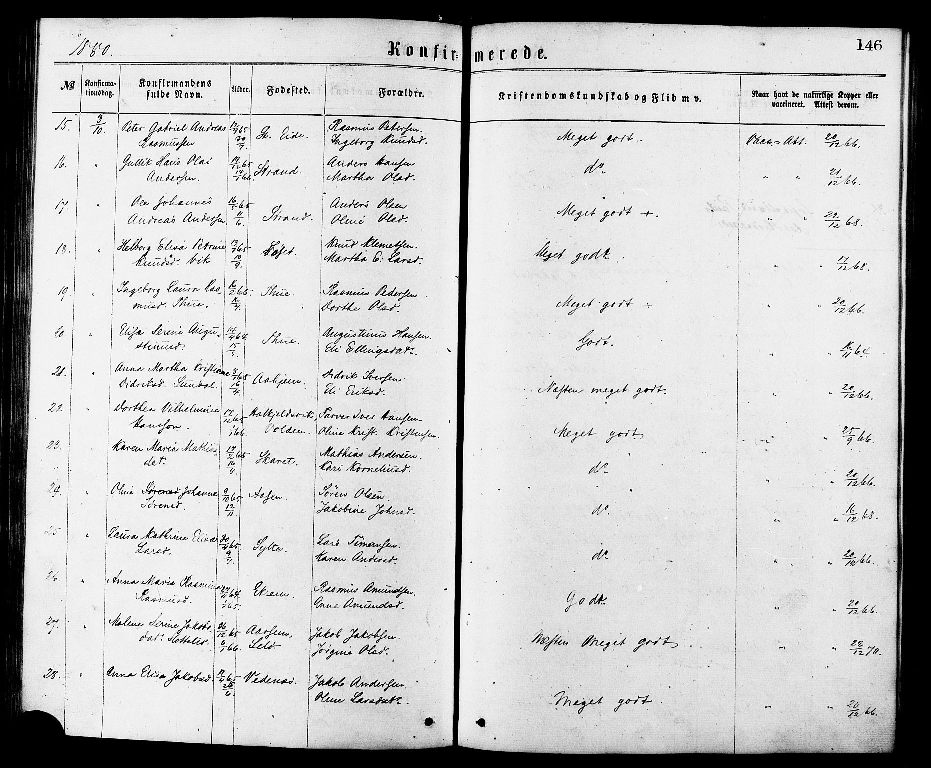 Ministerialprotokoller, klokkerbøker og fødselsregistre - Møre og Romsdal, AV/SAT-A-1454/501/L0007: Ministerialbok nr. 501A07, 1868-1884, s. 146